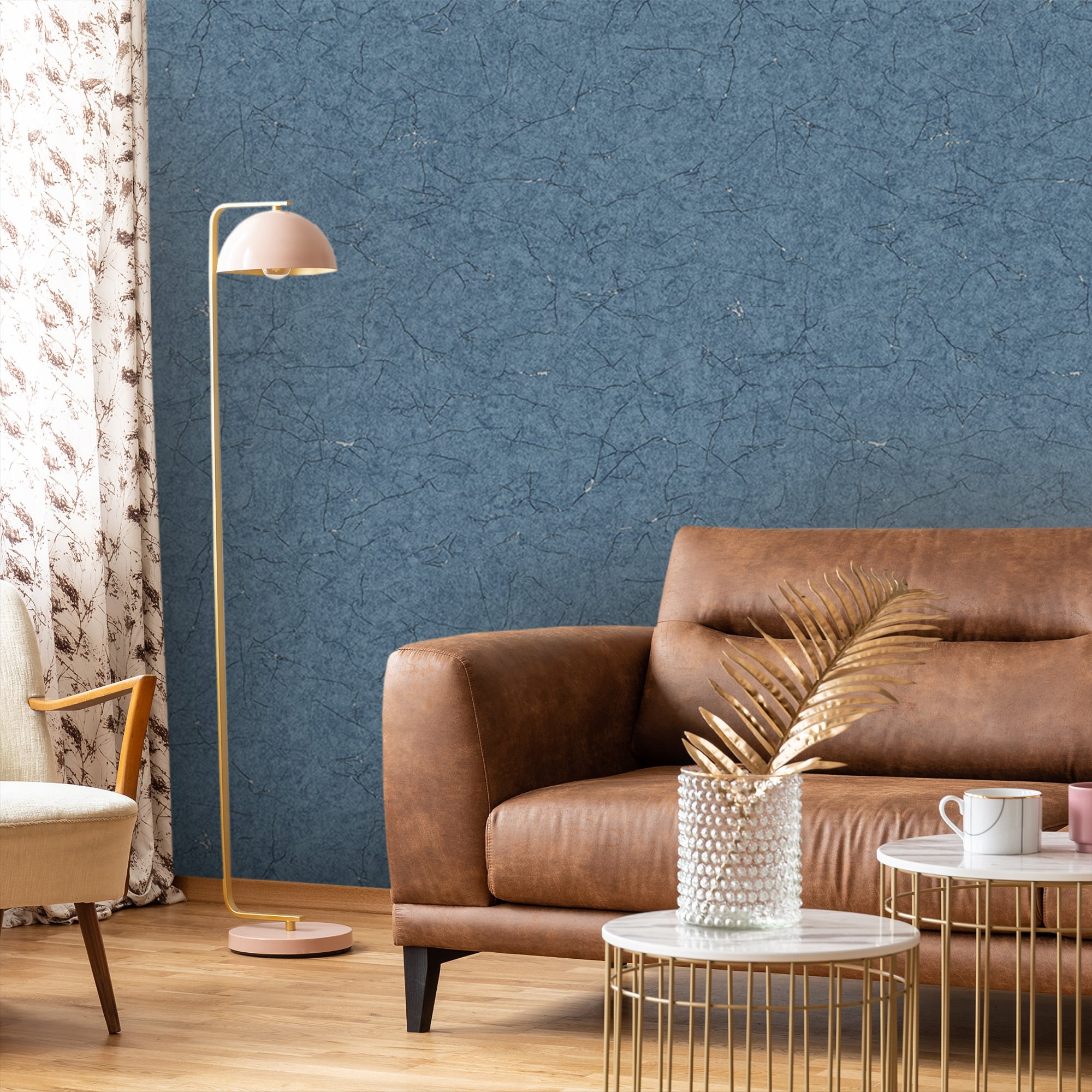 Textured Wallpaper Abstract|Plastered|Distressed in Aegean|Blue