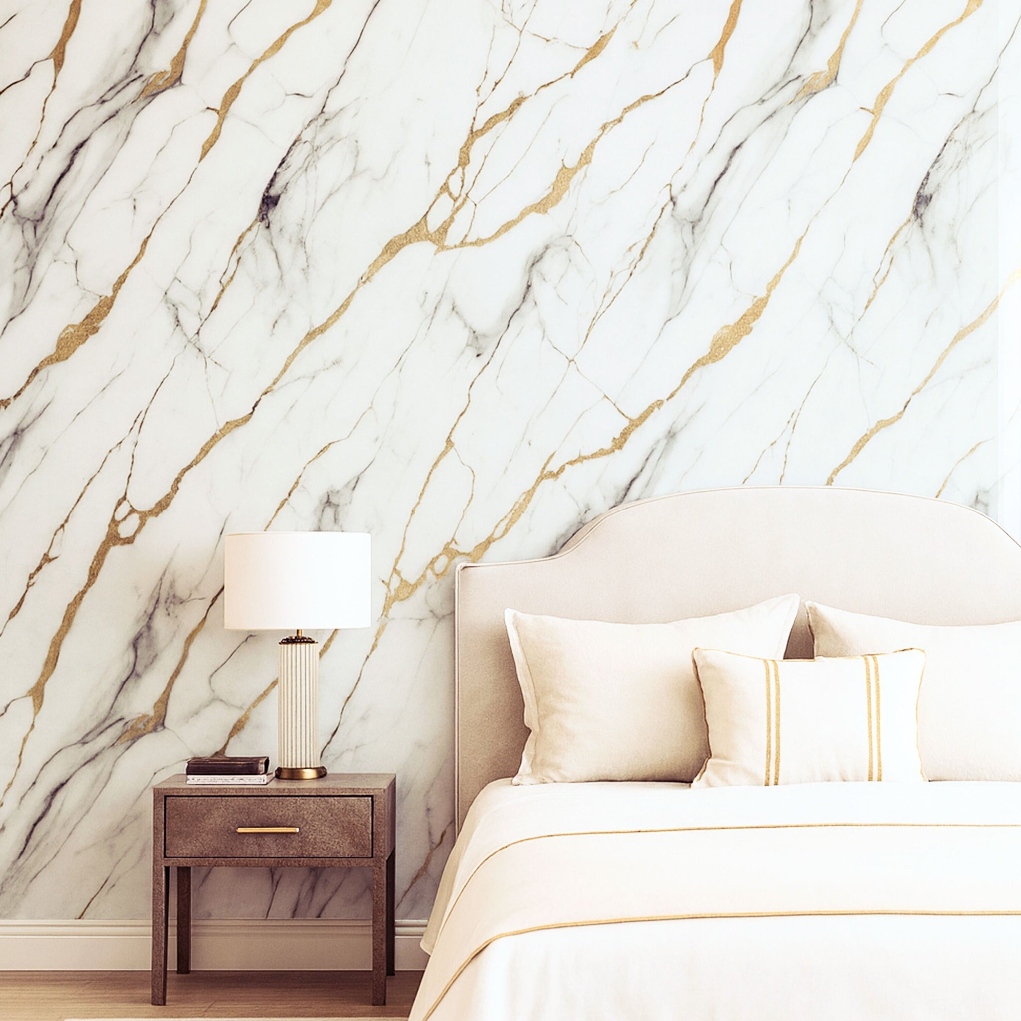 UV Marble Full Size Wall Panels 4ft x 9ft, High Gloss Panels - Backsplash, Bathroom, Accent Walls - White, Grey, Gold Veins