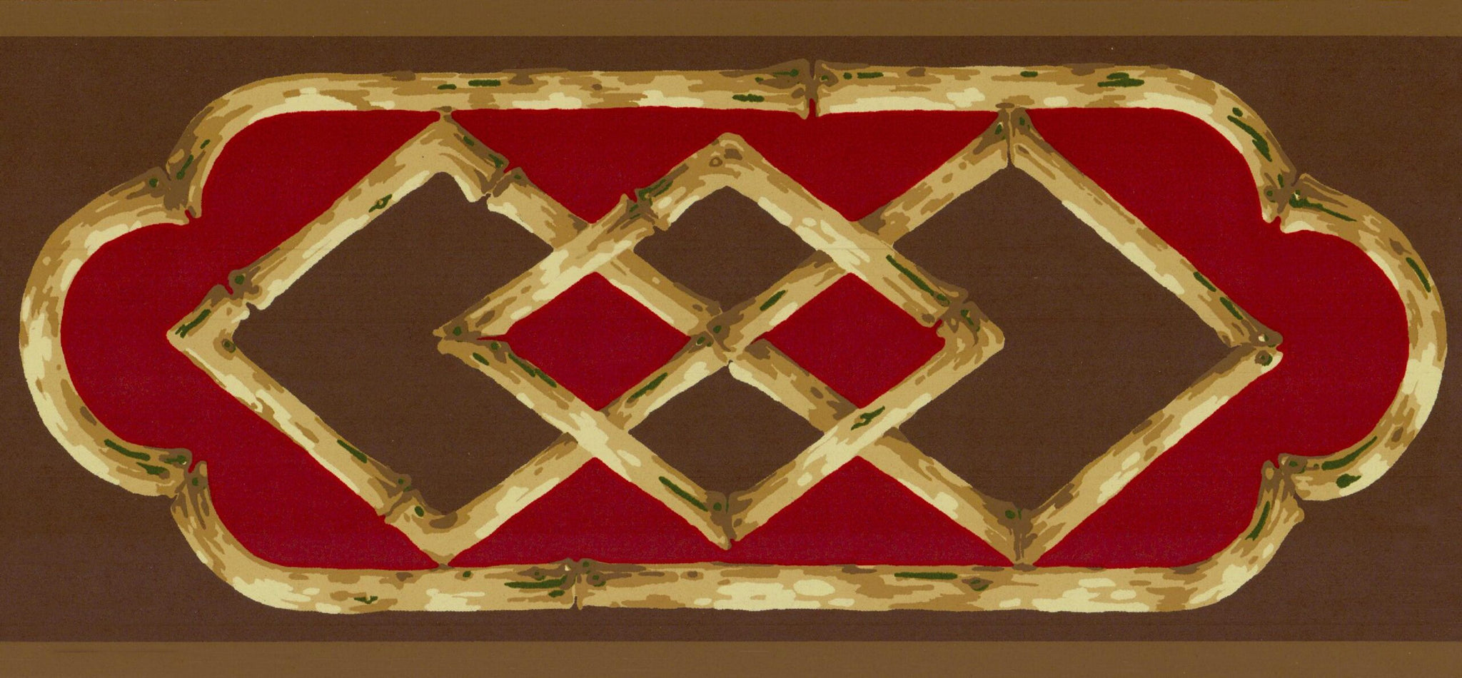 Prepasted Wallpaper Border - Abstract Brown, Red Shapes Wall Border Retro Design, 15 ft x 5.5 in (4.57m x 13.97cm)