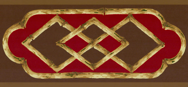 Prepasted Wallpaper Border - Abstract Brown, Red Shapes Wall Border Retro Design, 15 ft x 5.5 in (4.57m x 13.97cm)