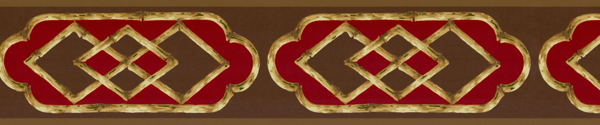 Prepasted Wallpaper Border - Abstract Brown, Red Shapes Wall Border Retro Design, 15 ft x 5.5 in (4.57m x 13.97cm)