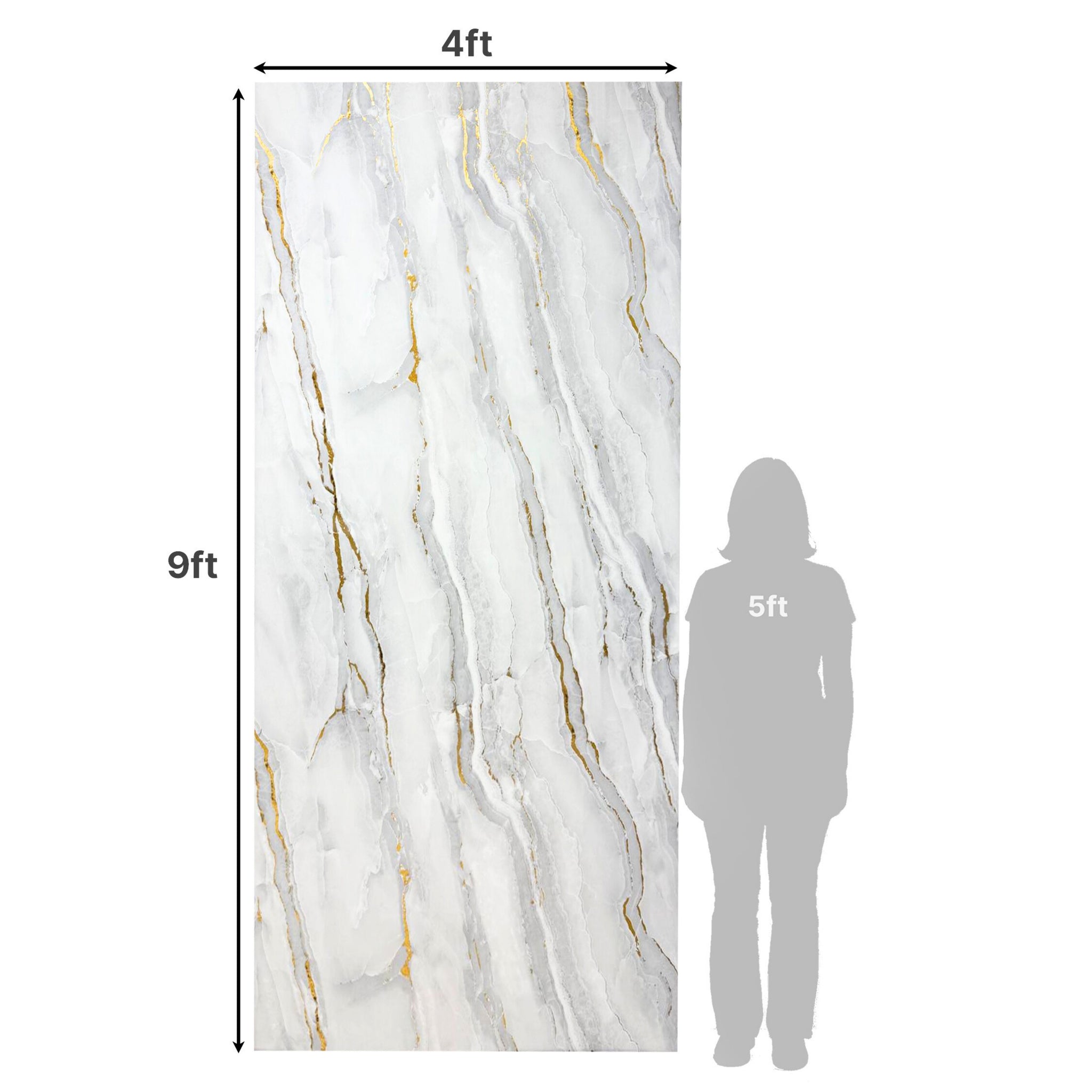 UV Marble Full Size Wall Panels 4ft x 9ft, High Gloss Panels - Backsplash, Bathroom, Accent Walls - Grey, Gold Veins