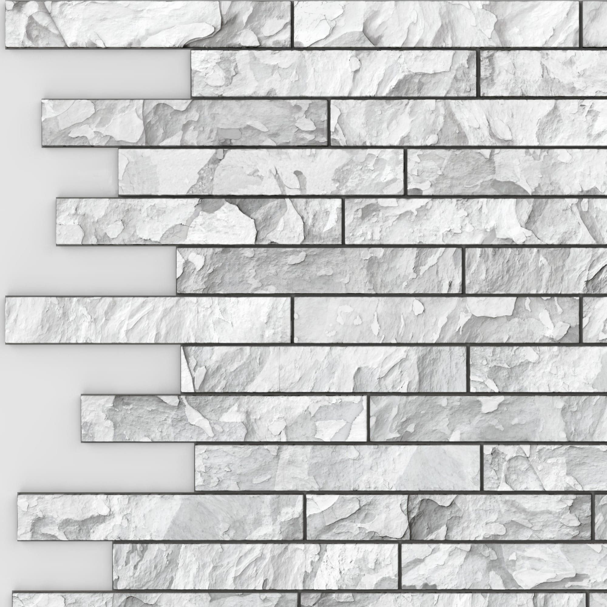 White Grey Faux Stone PVC 3D Wall Panel, 3.2 ft X 2.1 ft (99cm X 65cm), Interior Design Wall Paneling Decor, Total Coverage 6.9 sq. ft. (0.6 sq. m) - Single