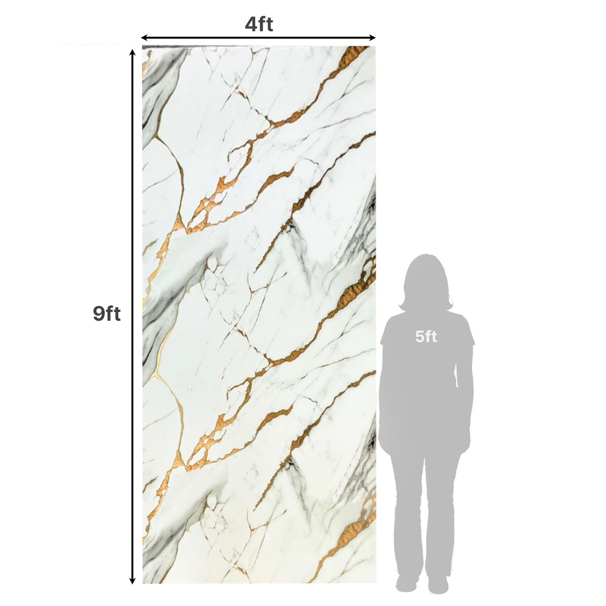 UV Marble Full Size Wall Panels 4ft x 9ft, High Gloss Panels - Backsplash, Bathroom, Accent Walls - White, Grey, Gold Veins