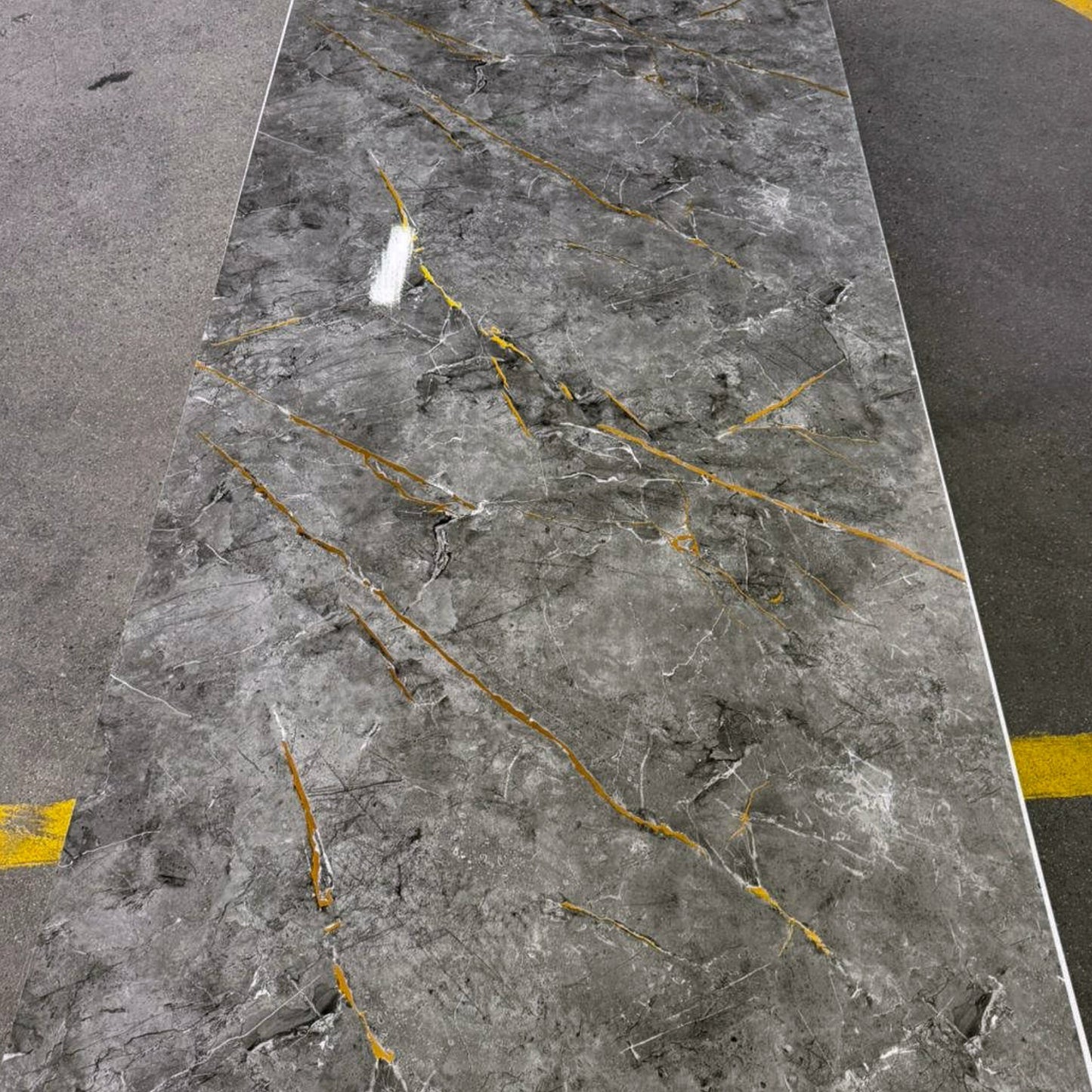 UV Marble Full Size Wall Panels 4ft x 9ft, High Gloss Panels - Backsplash, Bathroom, Accent Walls - Grey, Gold Veins