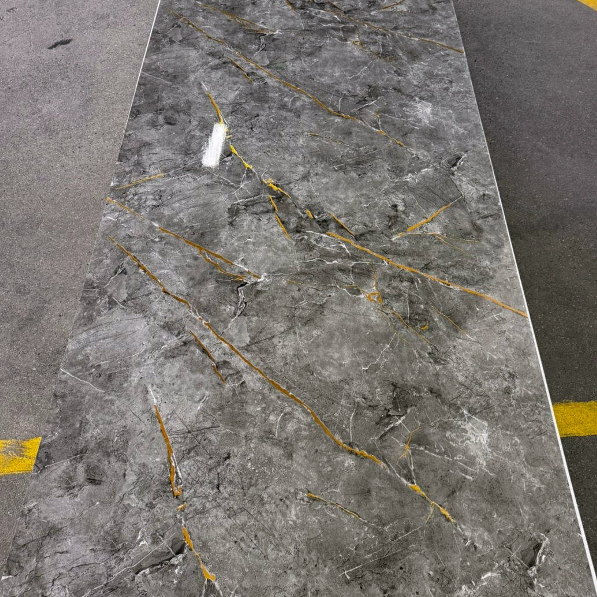 UV Marble Full Size Wall Panels 4ft x 9ft, High Gloss Panels - Backsplash, Bathroom, Accent Walls - Grey, Gold Veins