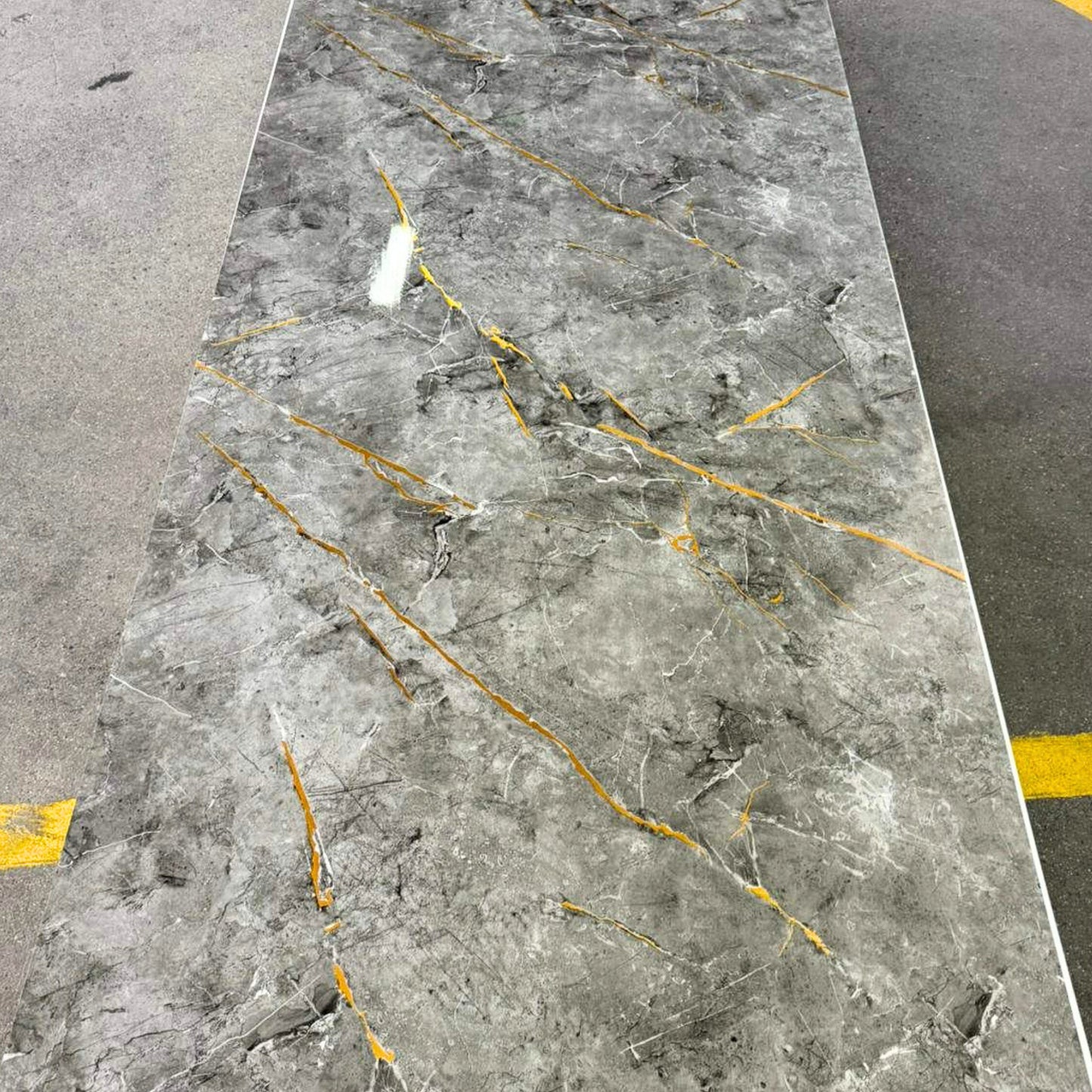 UV Marble Full Size Wall Panels 4ft x 9ft, High Gloss Panels - Backsplash, Bathroom, Accent Walls - Grey, Gold Veins