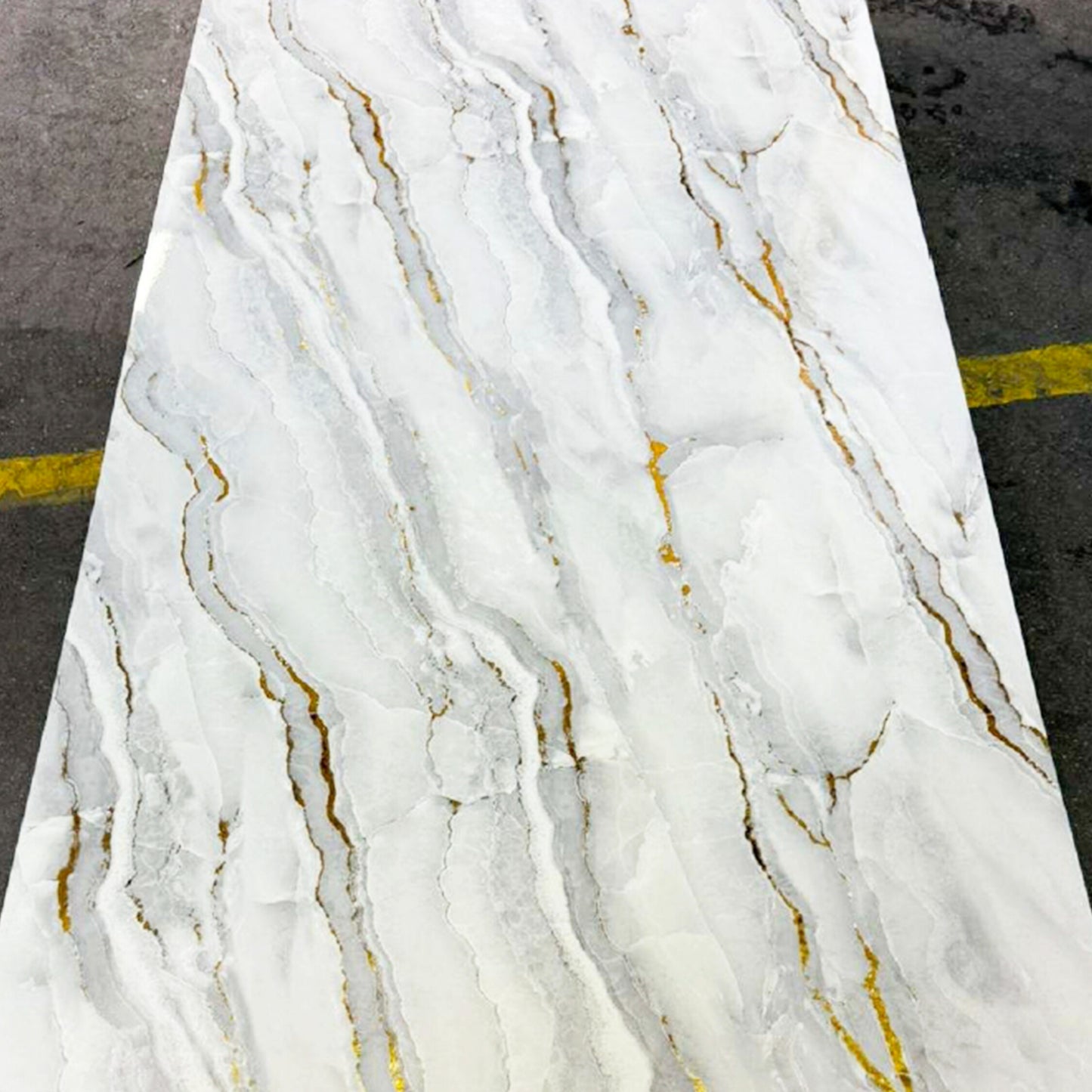 UV Marble Full Size Wall Panels 4ft x 9ft, High Gloss Panels - Backsplash, Bathroom, Accent Walls - Grey, Gold Veins