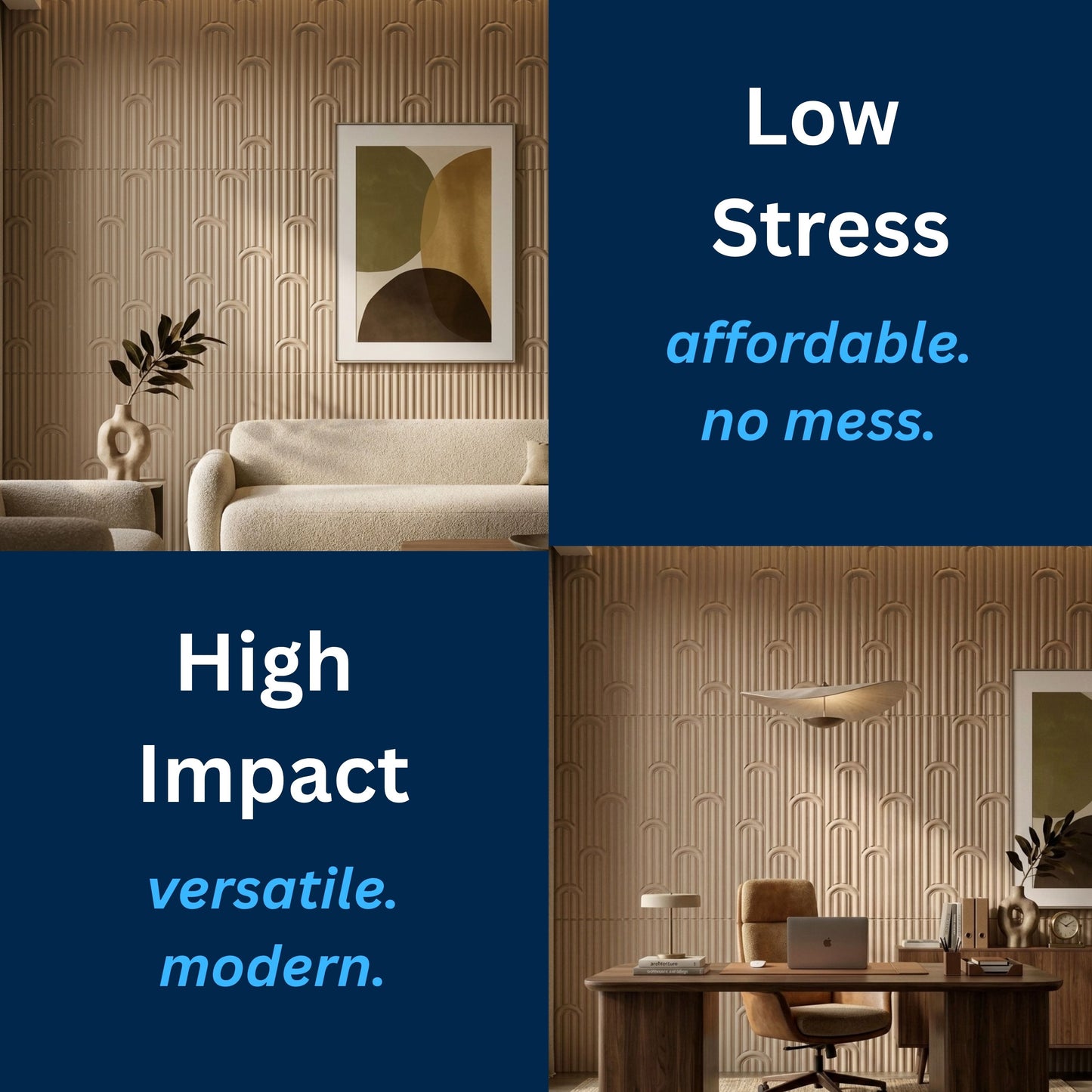 3D Peel and Stick Wall Panels - Soft-Touch Matte Finish, 1.6 ft X 3.4 ft - Moccasin