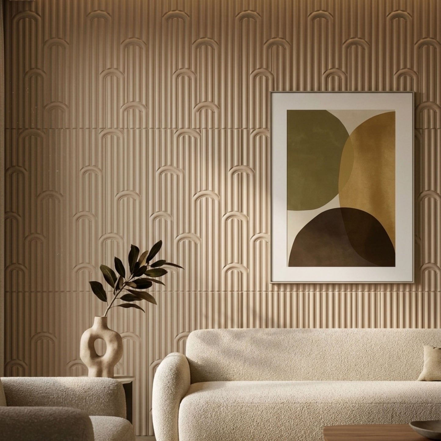 3D Peel and Stick Wall Panels - Soft-Touch Matte Finish, 1.6 ft X 3.4 ft - Moccasin