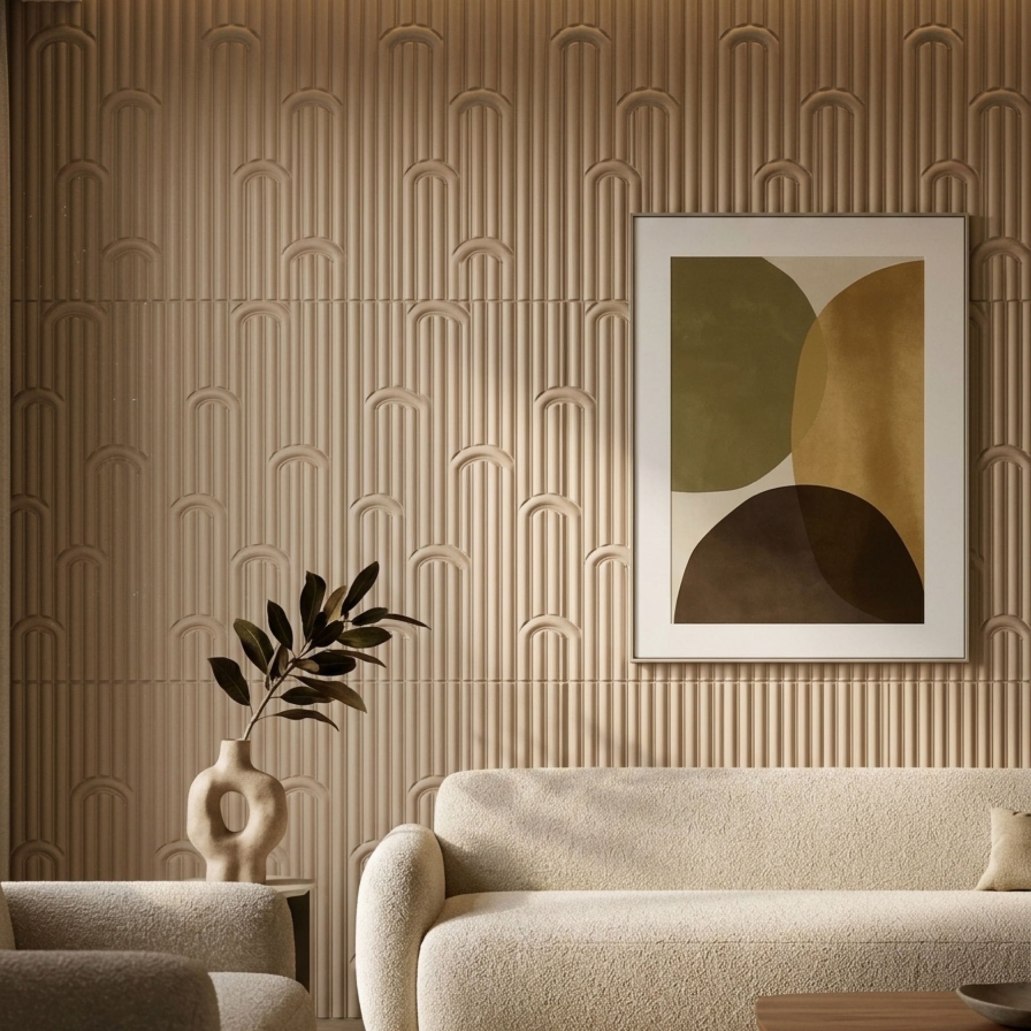 3D Peel and Stick Wall Panels - Soft-Touch Matte Finish, 1.6 ft X 3.4 ft - Moccasin