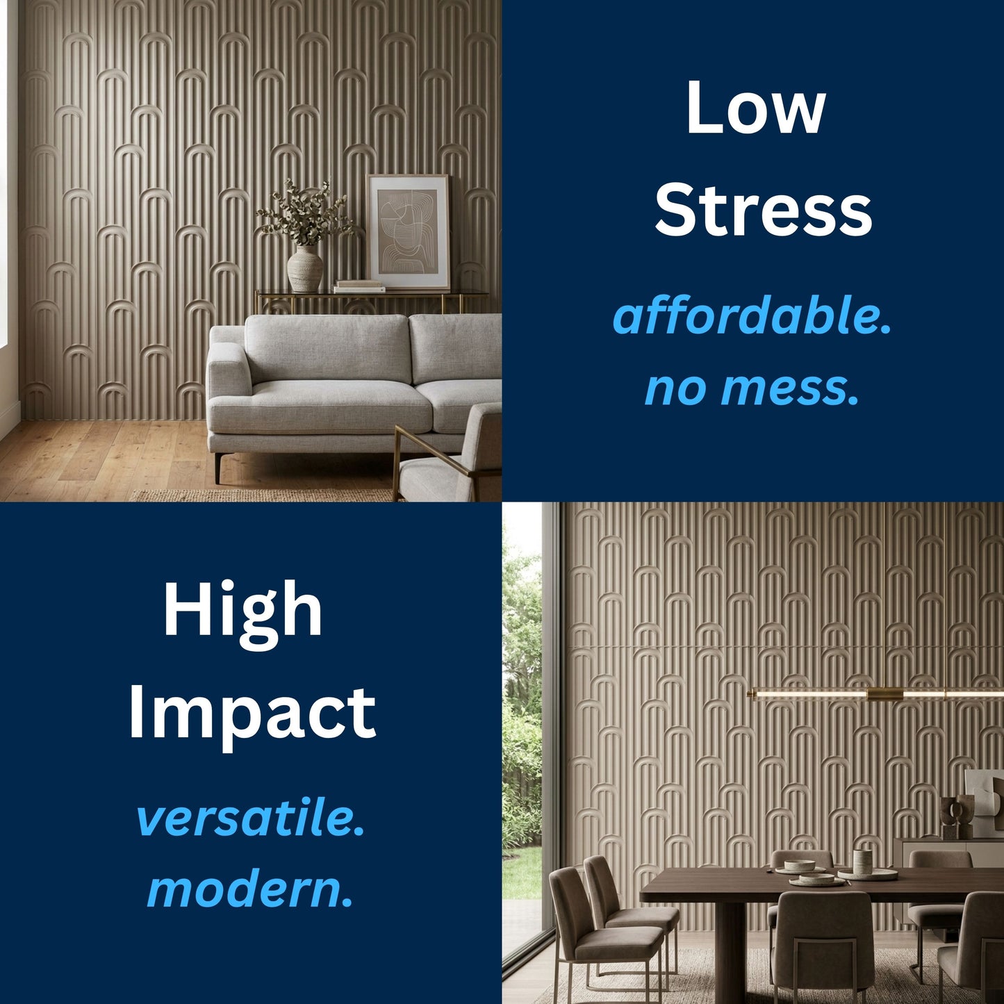 3D Peel and Stick Wall Panels - Soft-Touch Matte Finish, 1.6 ft X 3.4 ft - Alpaca Grey