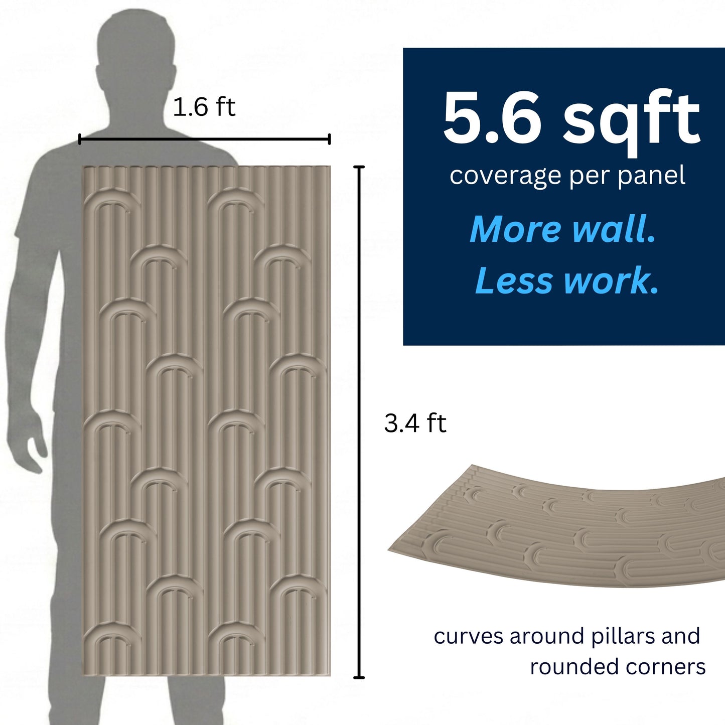3D Peel and Stick Wall Panels - Soft-Touch Matte Finish, 1.6 ft X 3.4 ft - Alpaca Grey