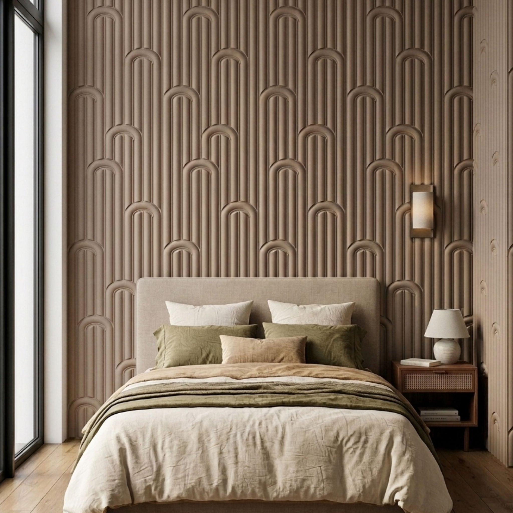 3D Peel and Stick Wall Panels - Soft-Touch Matte Finish, 1.6 ft X 3.4 ft - Rose Taupe
