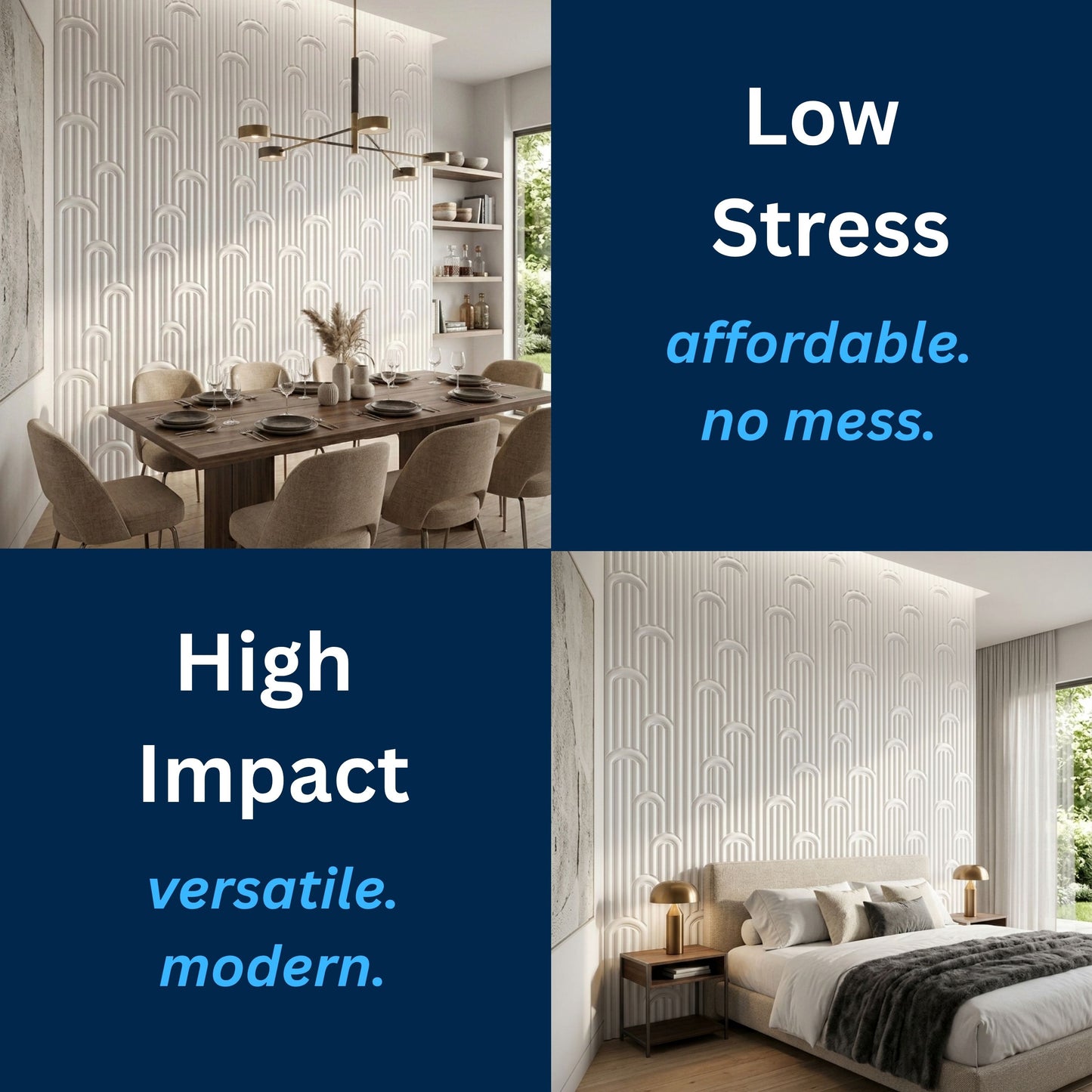 3D Peel and Stick Wall Panels - Soft-Touch Matte Finish, 1.6 ft X 3.4 ft - White