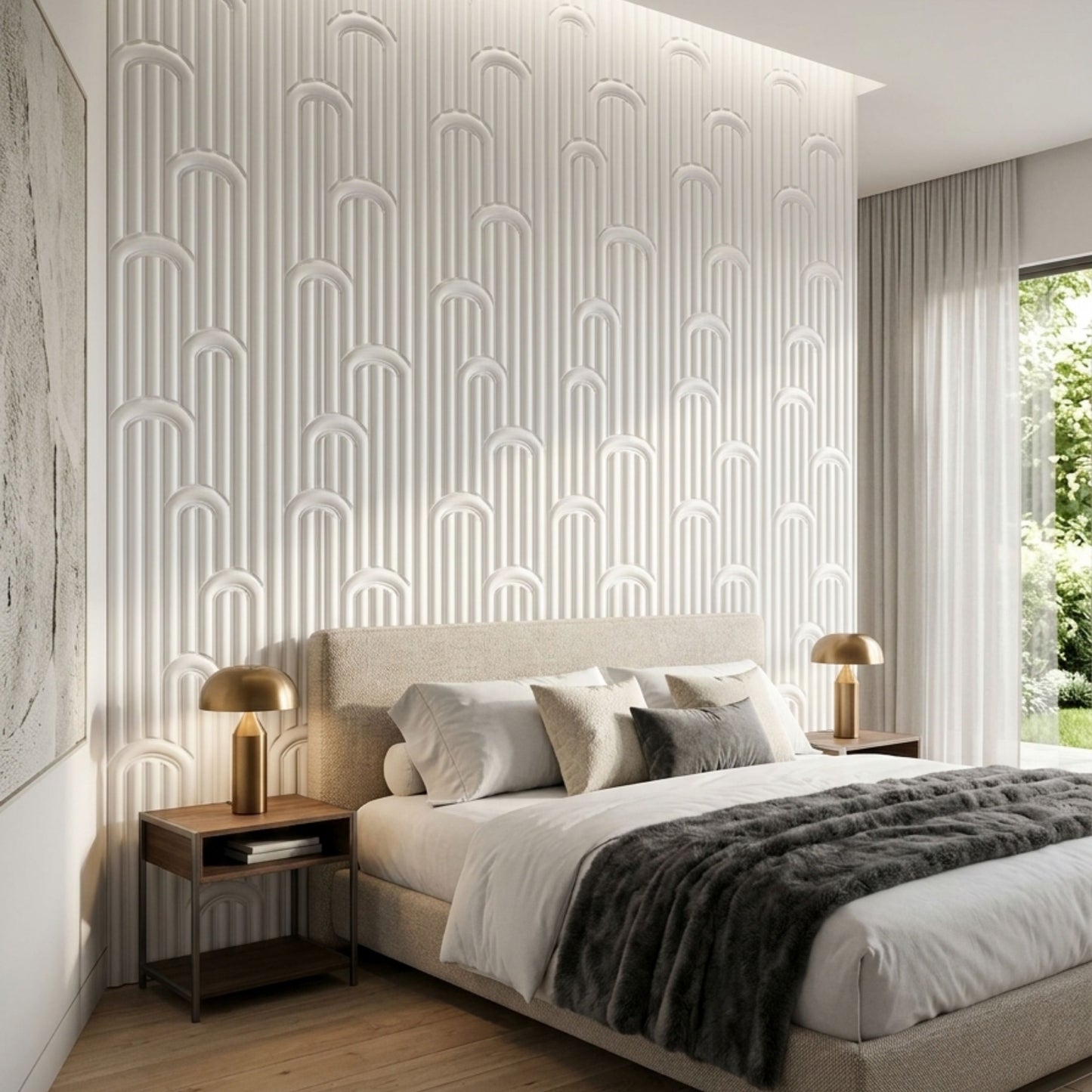 3D Peel and Stick Wall Panels - Soft-Touch Matte Finish, 1.6 ft X 3.4 ft - White