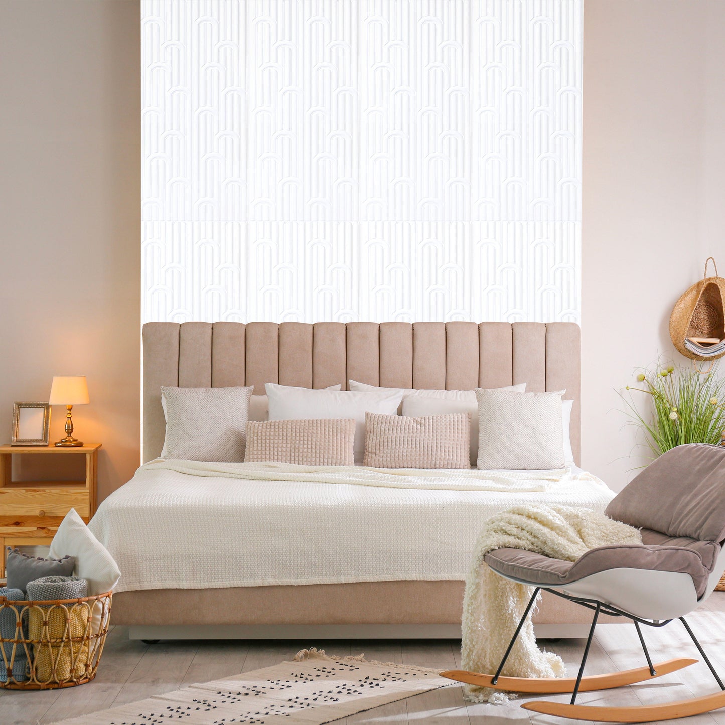 3D Peel and Stick Wall Panels - Soft-Touch Matte Finish, 1.6 ft X 3.4 ft - White