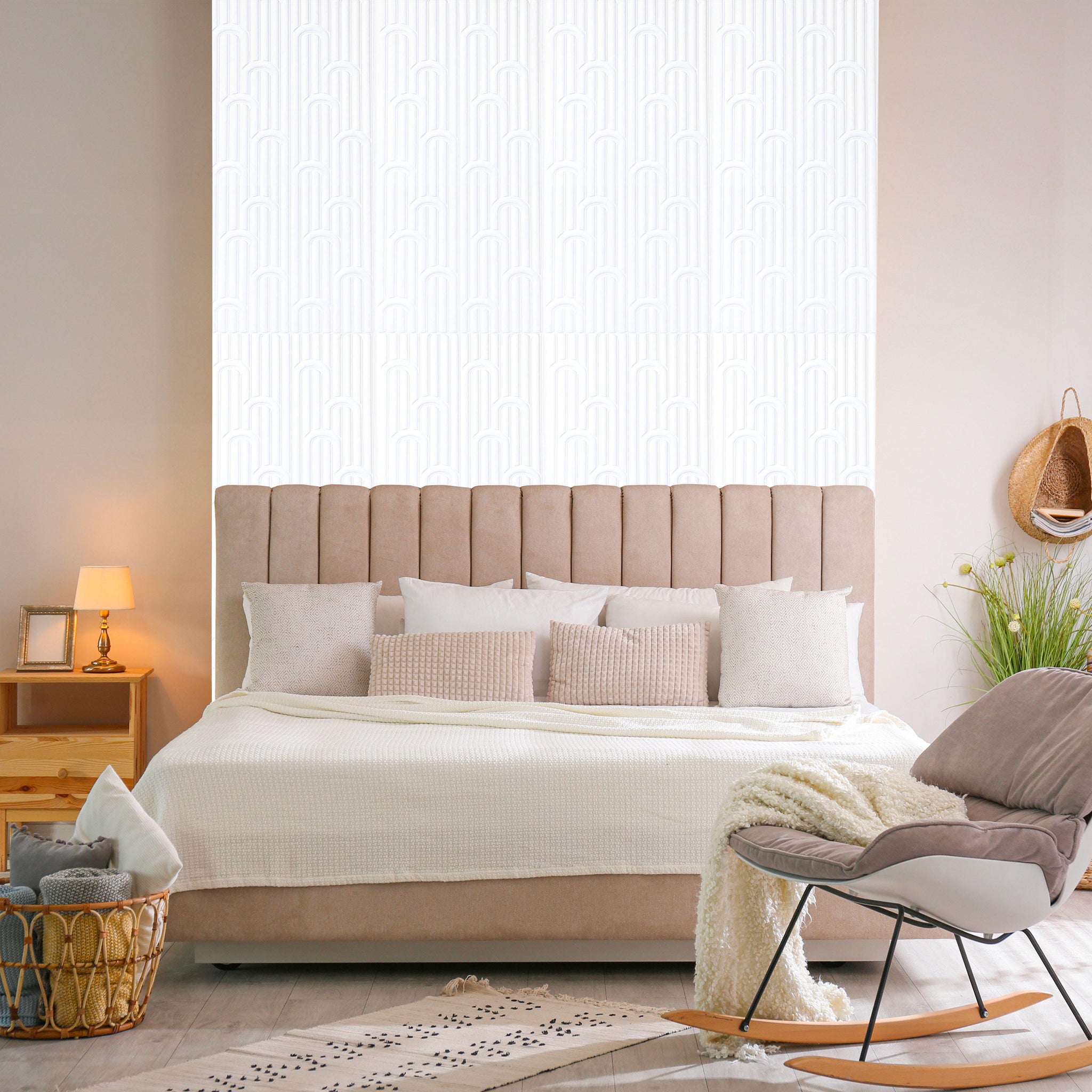 3D Peel and Stick Wall Panels - Soft-Touch Matte Finish, 1.6 ft X 3.4 ft - White