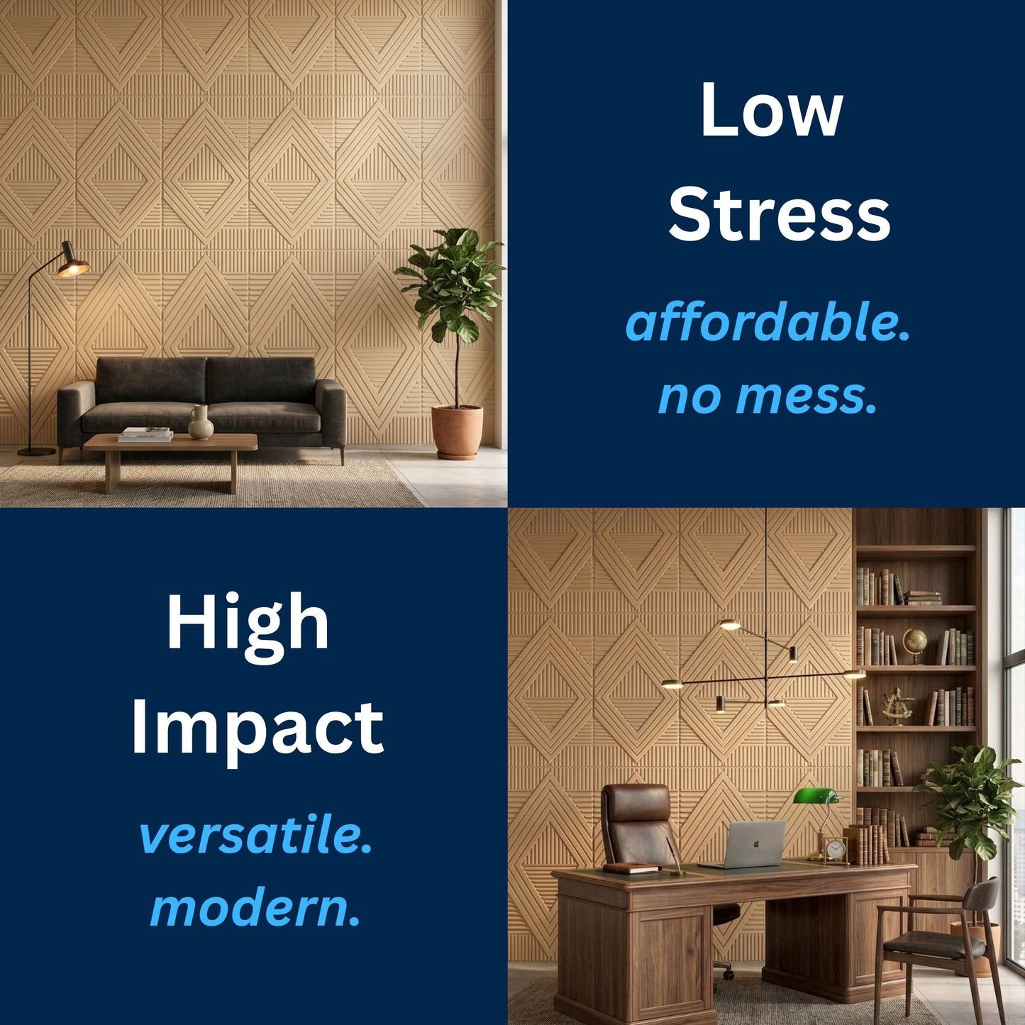 3D Peel and Stick Wall Panels - Soft-Touch Matte Finish, 1.6 ft X 3.4 ft - Moccasin