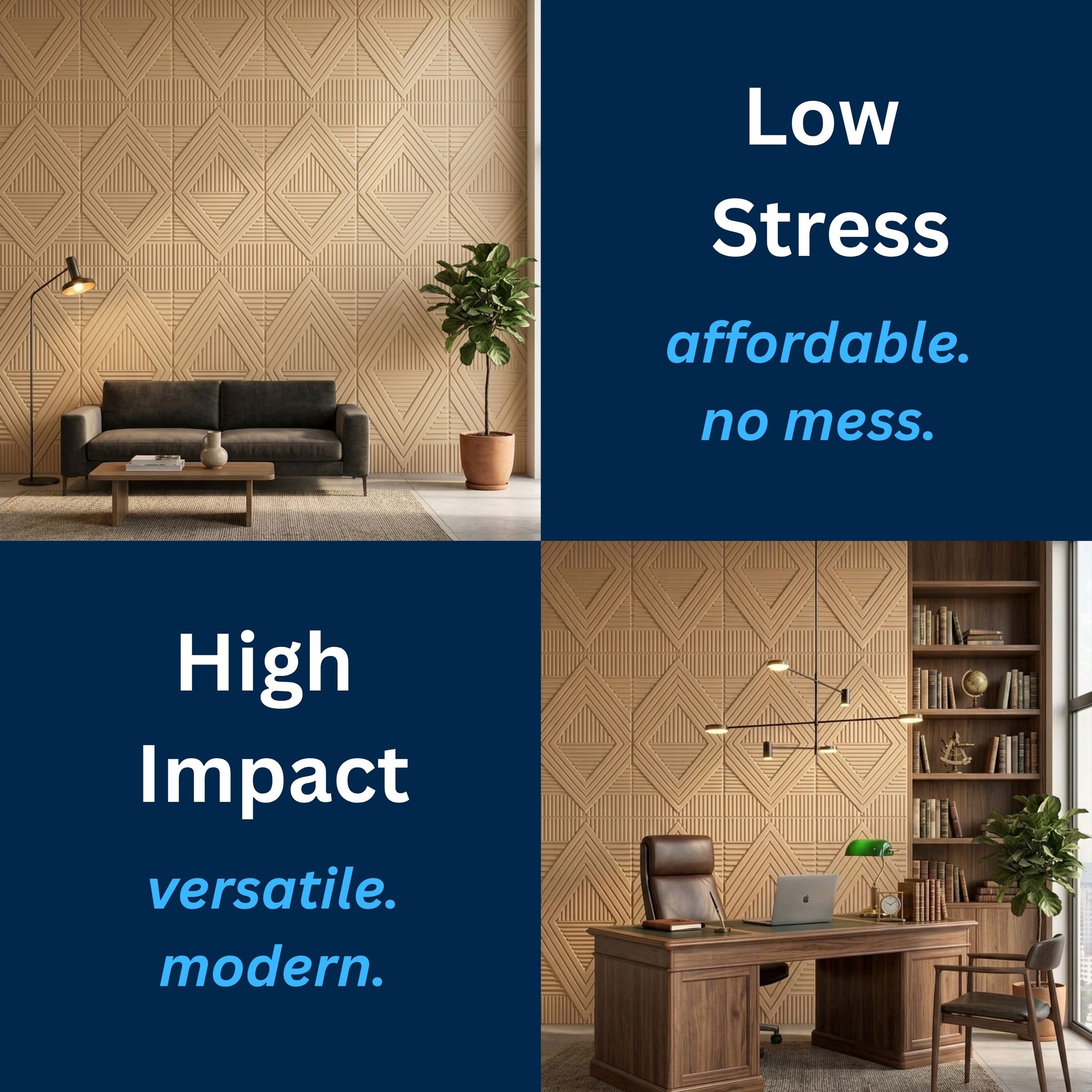 3D Peel and Stick Wall Panels - Soft-Touch Matte Finish, 1.6 ft X 3.4 ft - Moccasin