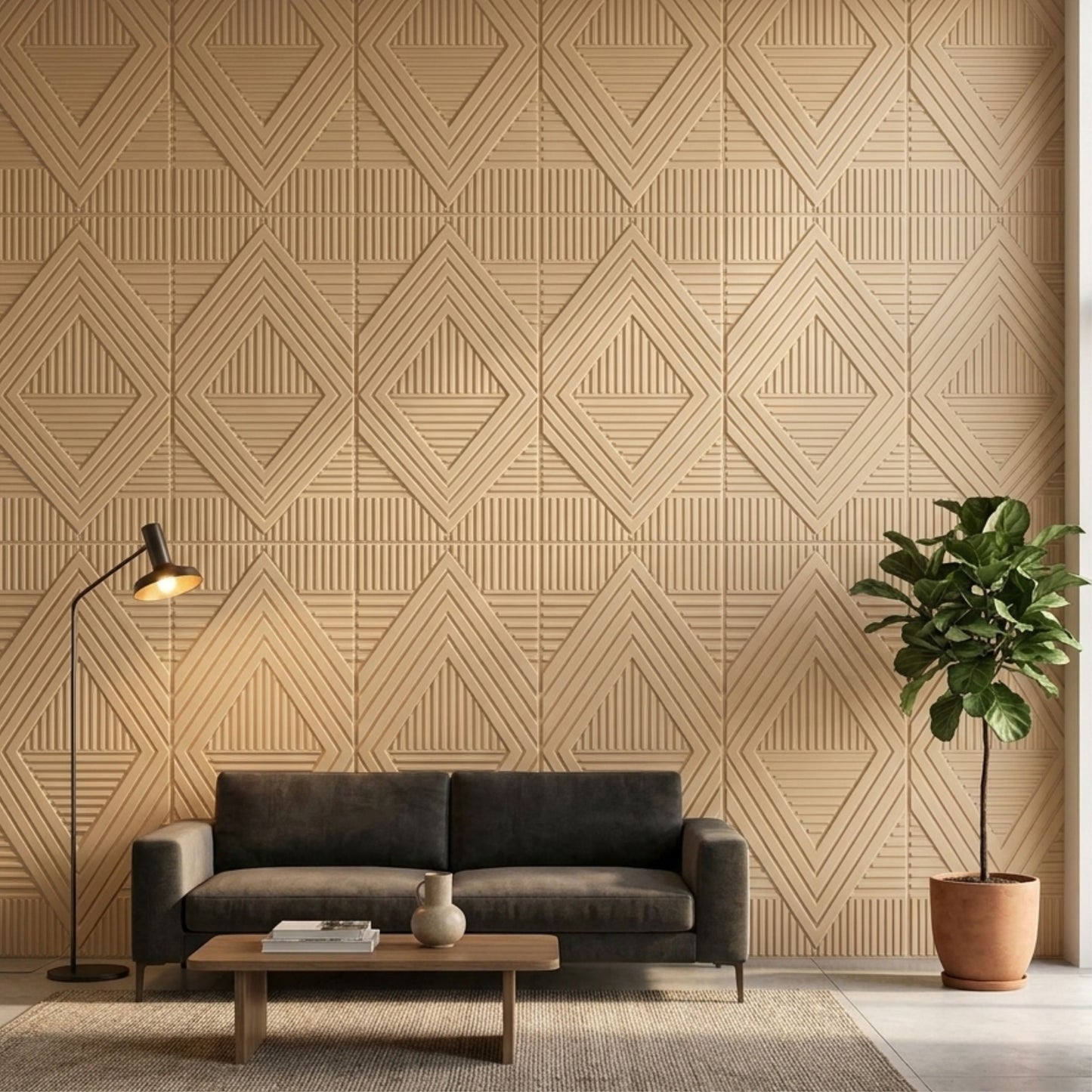 3D Peel and Stick Wall Panels - Soft-Touch Matte Finish, 1.6 ft X 3.4 ft - Moccasin