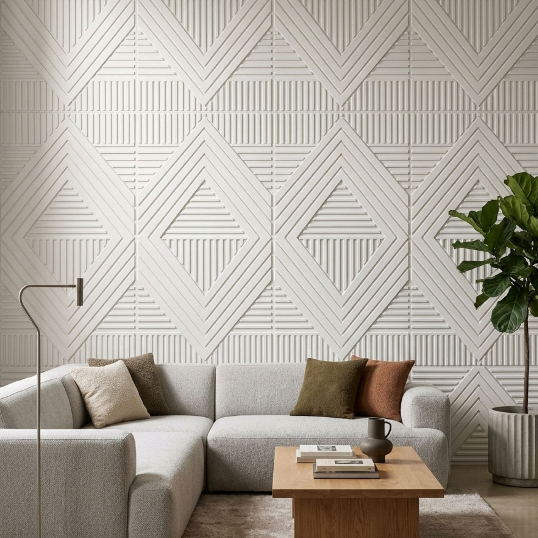 3D Peel and Stick Wall Panels - Soft-Touch Matte Finish, 1.6 ft X 3.4 ft - White