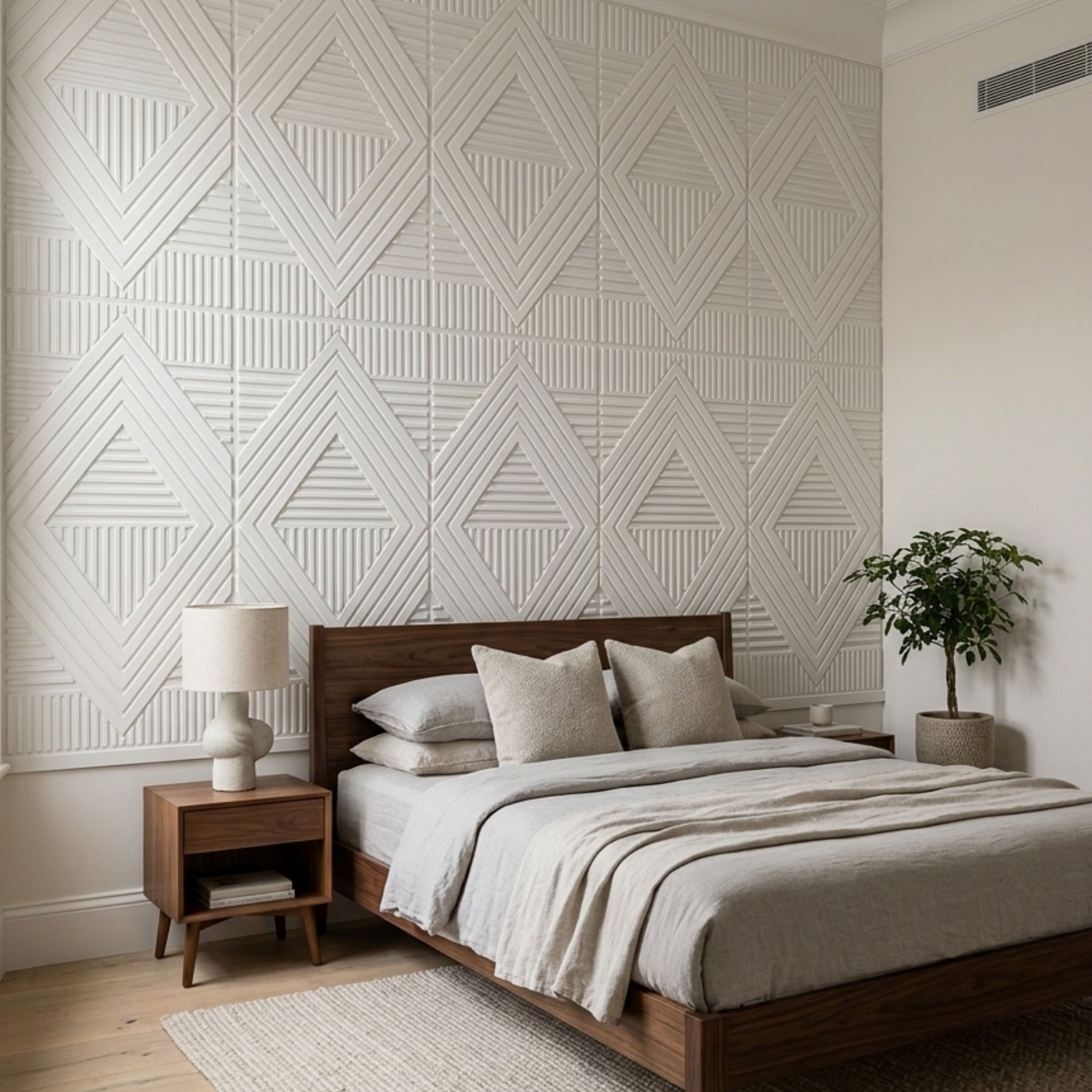3D Peel and Stick Wall Panels - Soft-Touch Matte Finish, 1.6 ft X 3.4 ft - White