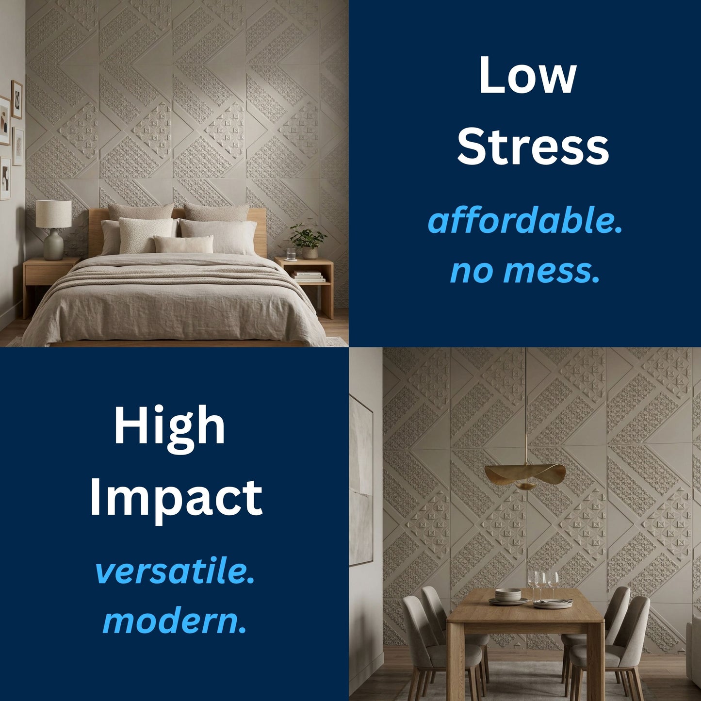 3D Peel and Stick Wall Panels - Soft-Touch Matte Finish, 1.6 ft X 3.4 ft - Alpaca Grey