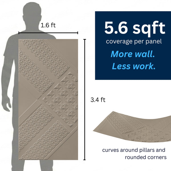 3D Peel and Stick Wall Panels - Soft-Touch Matte Finish, 1.6 ft X 3.4 ft - Alpaca Grey