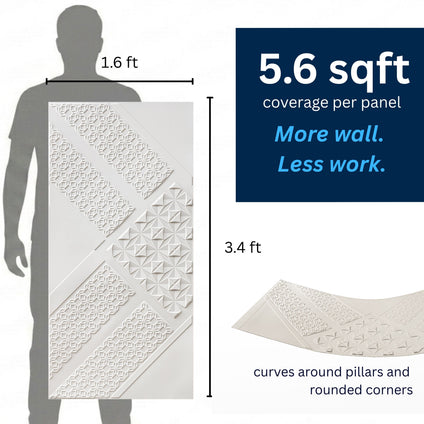 3D Peel and Stick Wall Panels - Soft-Touch Matte Finish, 1.6 ft X 3.4 ft - White