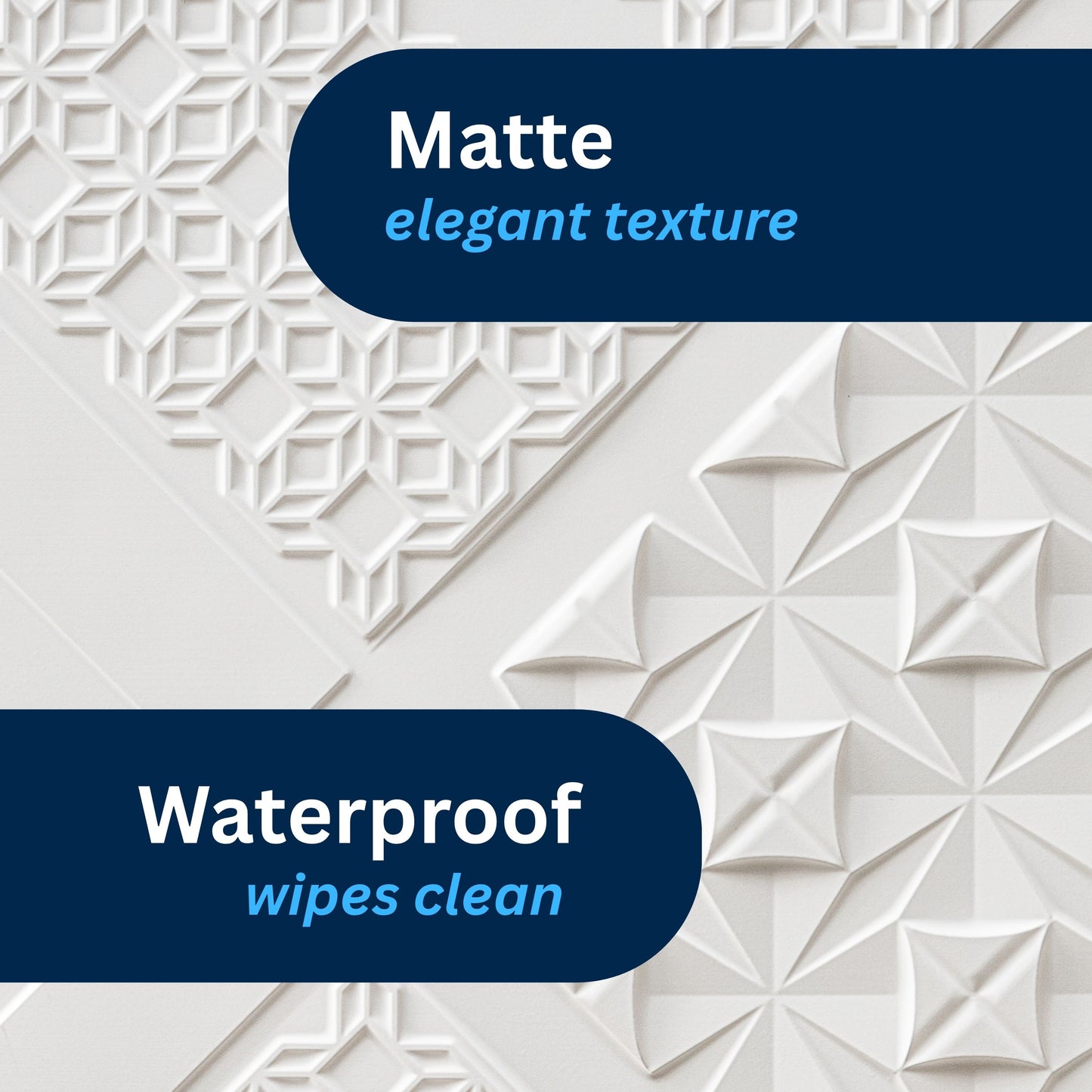 3D Peel and Stick Wall Panels - Soft-Touch Matte Finish, 1.6 ft X 3.4 ft - White