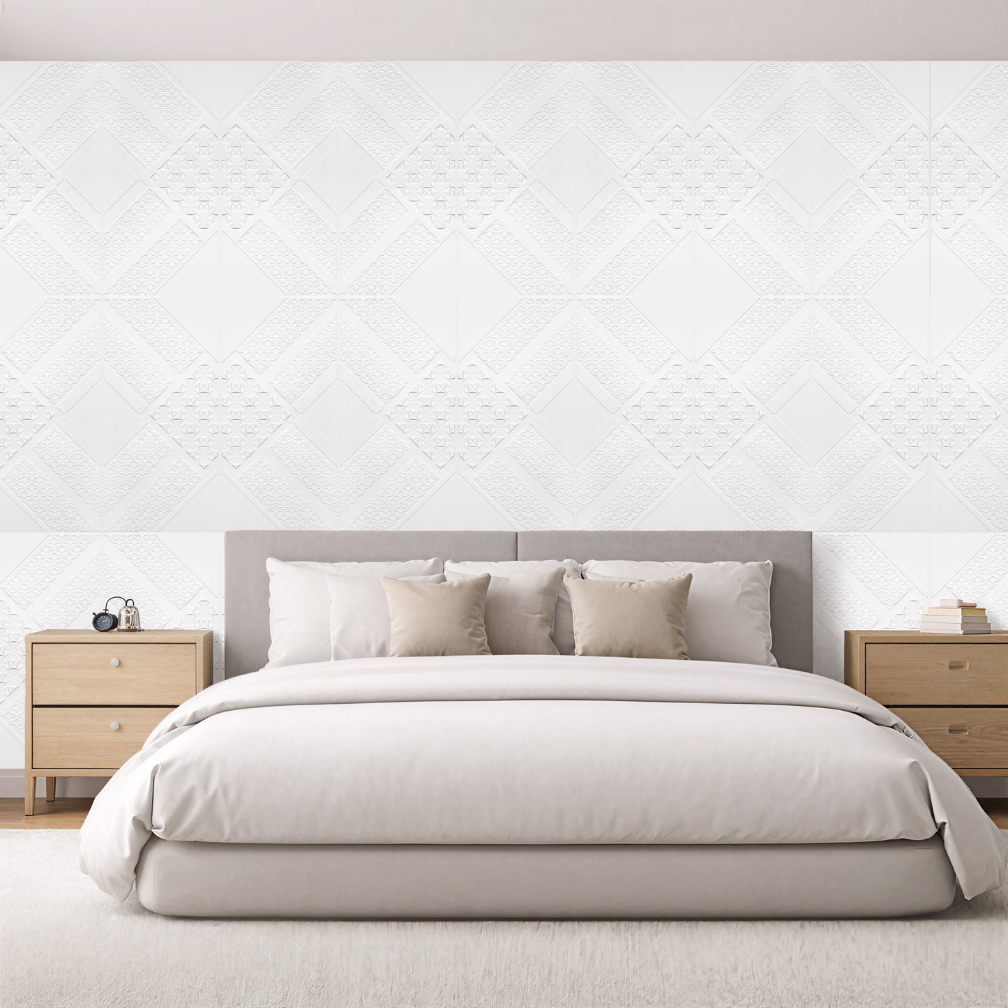 3D Peel and Stick Wall Panels - Soft-Touch Matte Finish, 1.6 ft X 3.4 ft - White