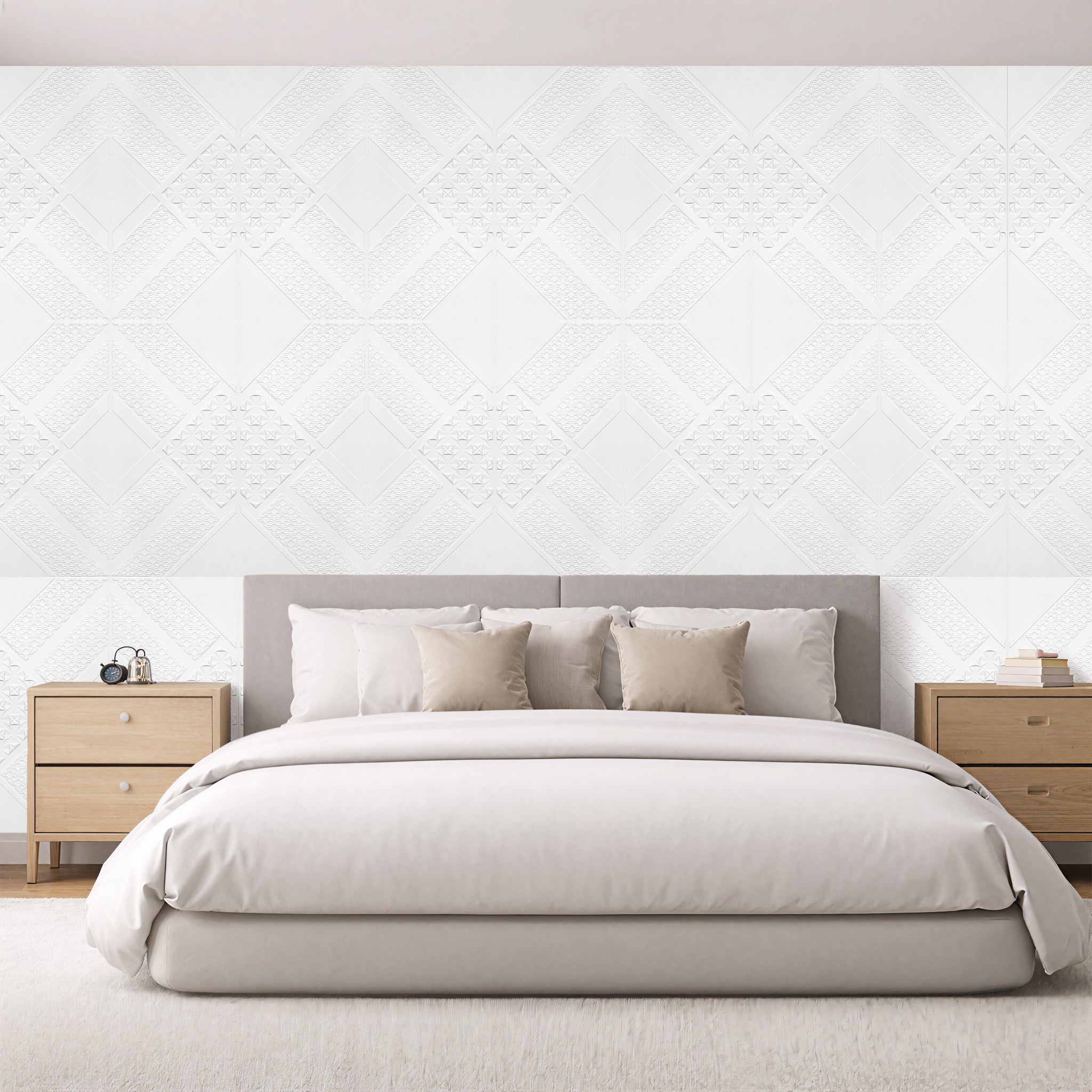 3D Peel and Stick Wall Panels - Soft-Touch Matte Finish, 1.6 ft X 3.4 ft - White