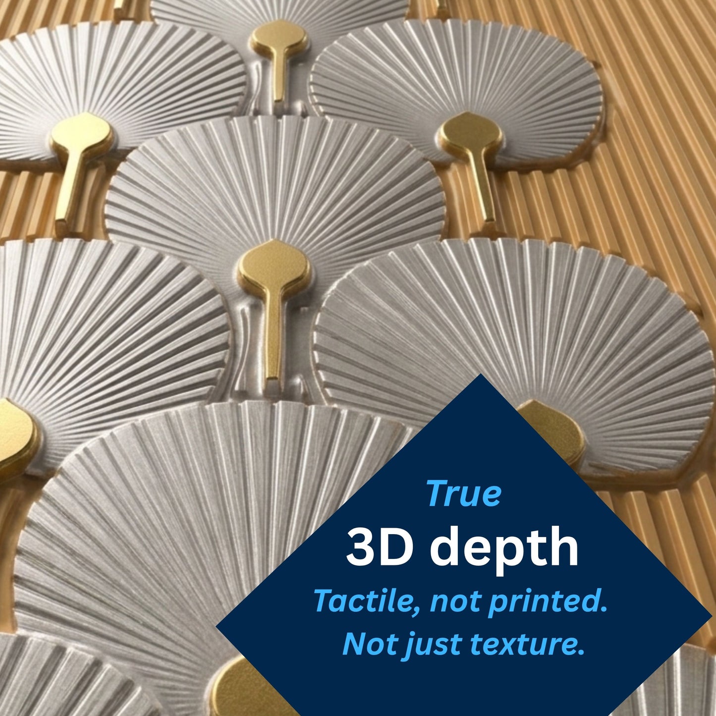 3D Peel and Stick Wall Panels - Soft-Touch Matte Finish, 1.6 ft X 3.4 ft - Almond Sand Silver