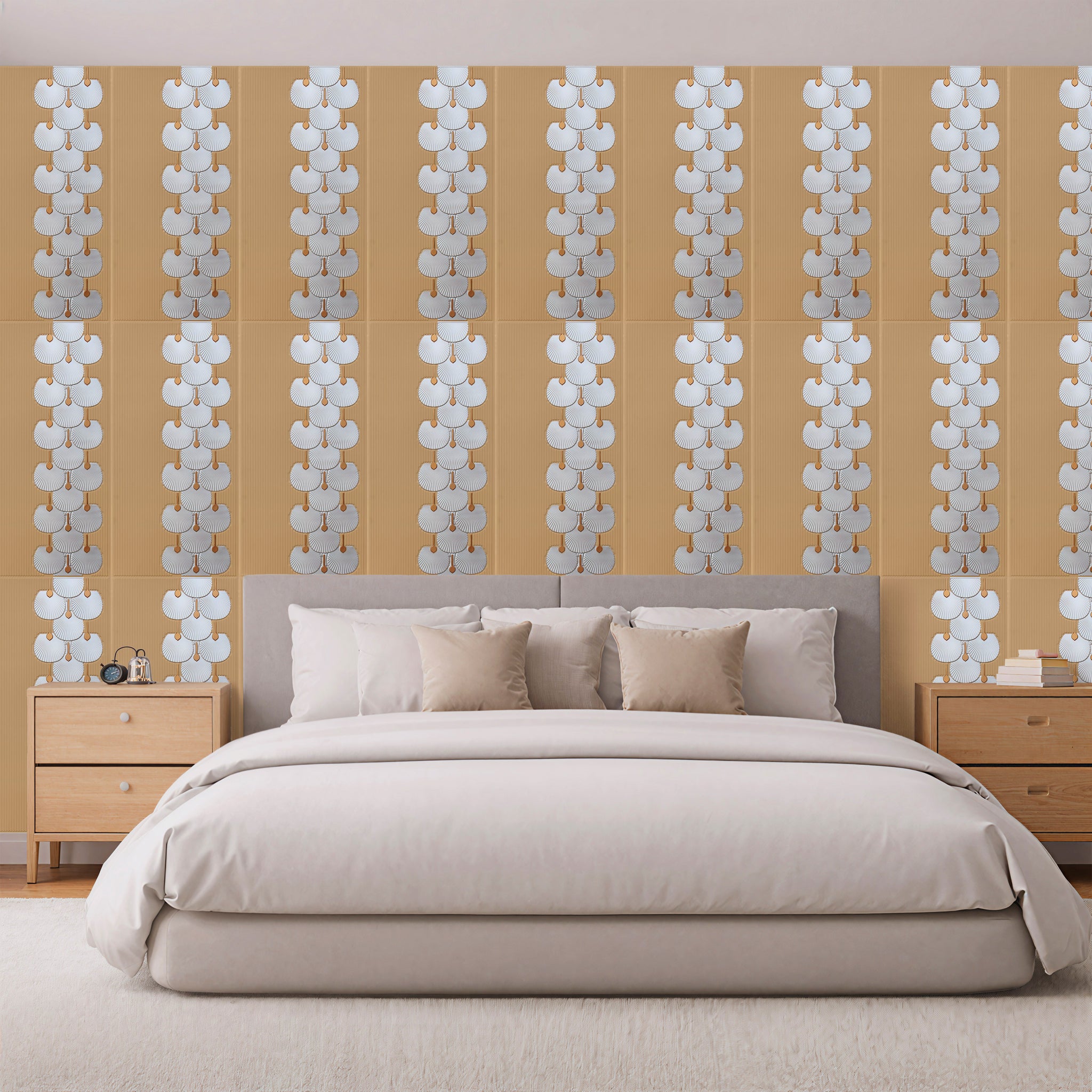 3D Peel and Stick Wall Panels - Soft-Touch Matte Finish, 1.6 ft X 3.4 ft - Almond Sand Silver