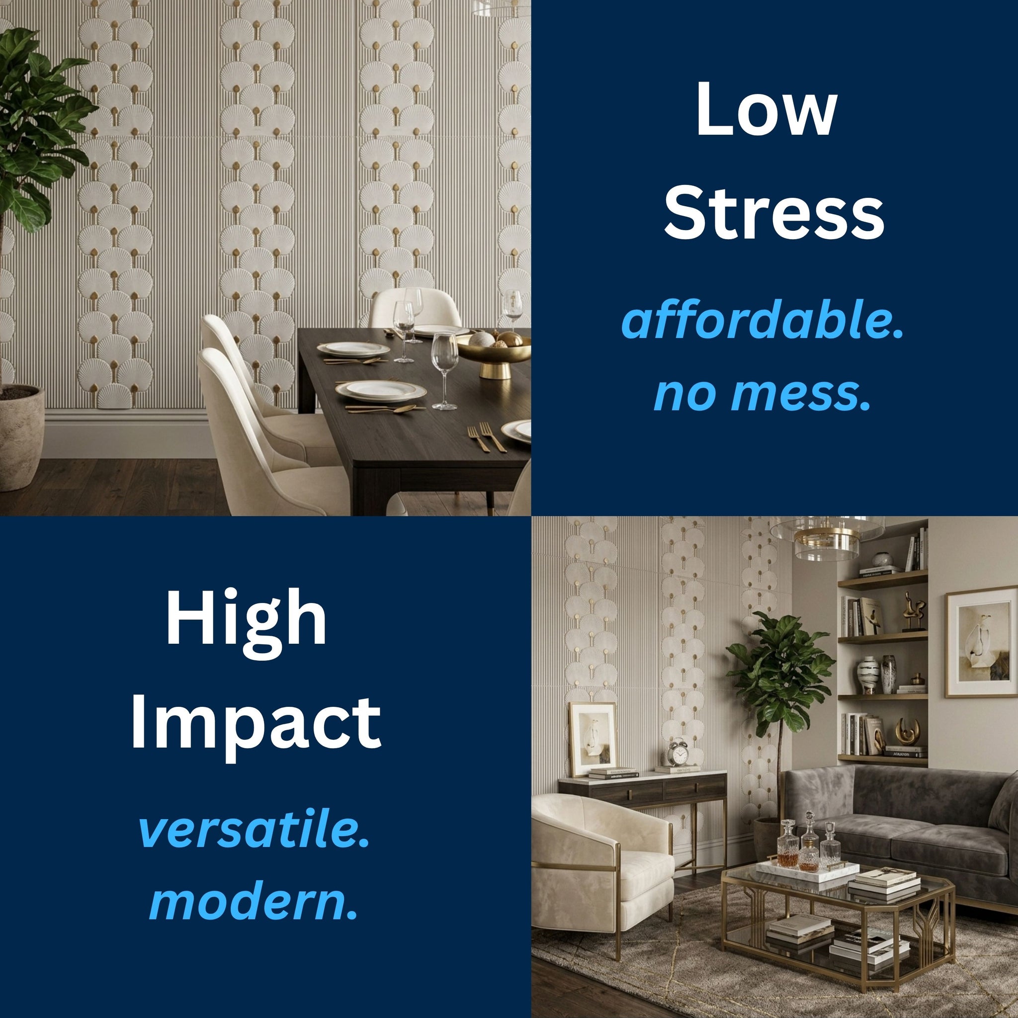 3D Peel and Stick Wall Panels - Soft-Touch Matte Finish, 1.6 ft X 3.4 ft - Royal Silver
