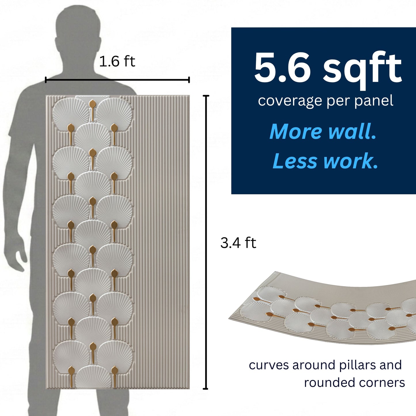 3D Peel and Stick Wall Panels - Soft-Touch Matte Finish, 1.6 ft X 3.4 ft - Royal Silver