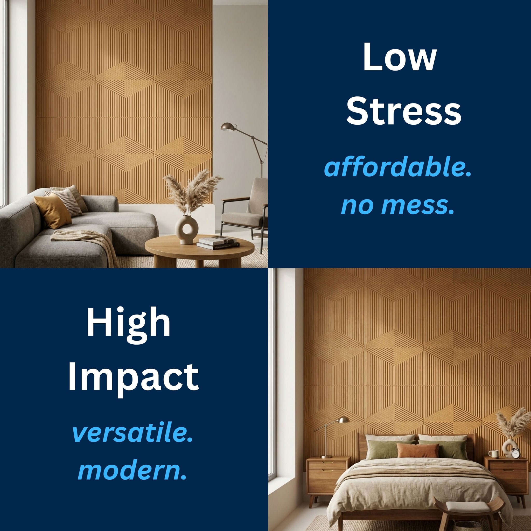 3D Peel and Stick Wall Panels - Soft-Touch Matte Finish, 1.6 ft X 3.4 ft - Almond Sand