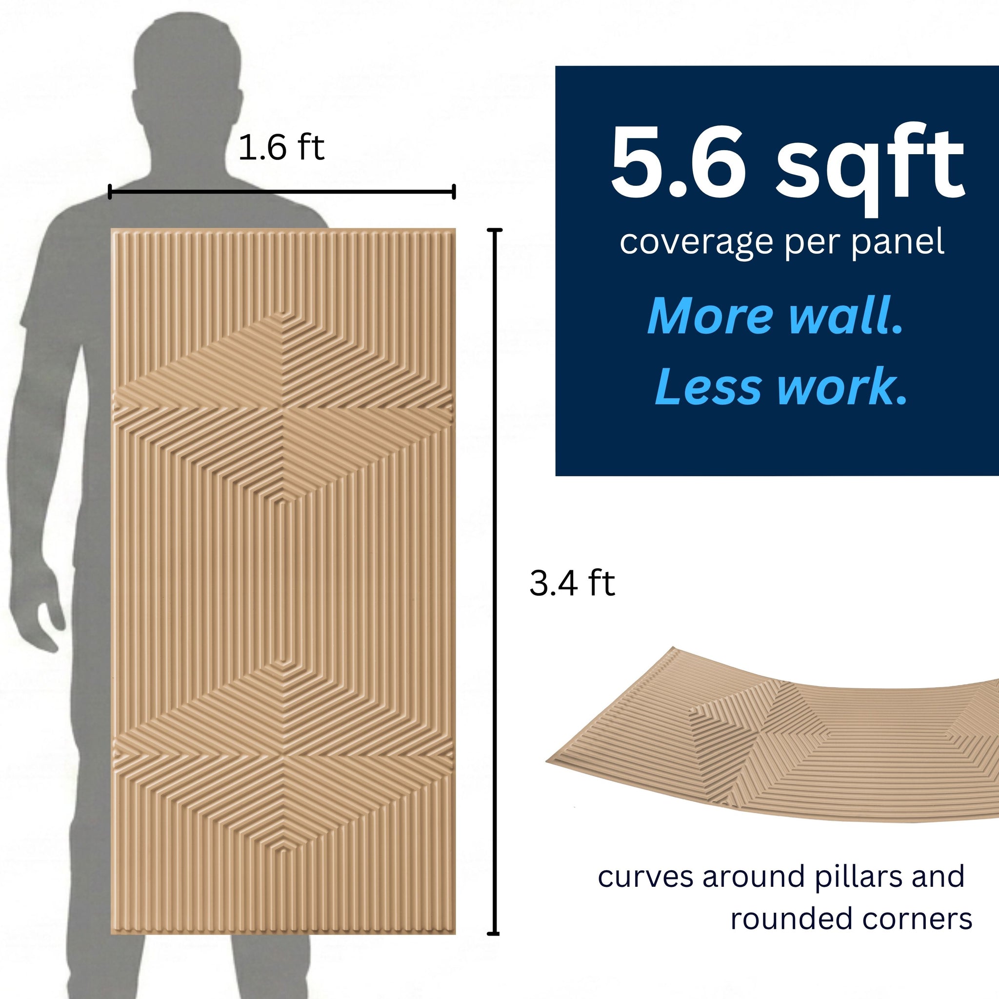 3D Peel and Stick Wall Panels - Soft-Touch Matte Finish, 1.6 ft X 3.4 ft - Moccasin