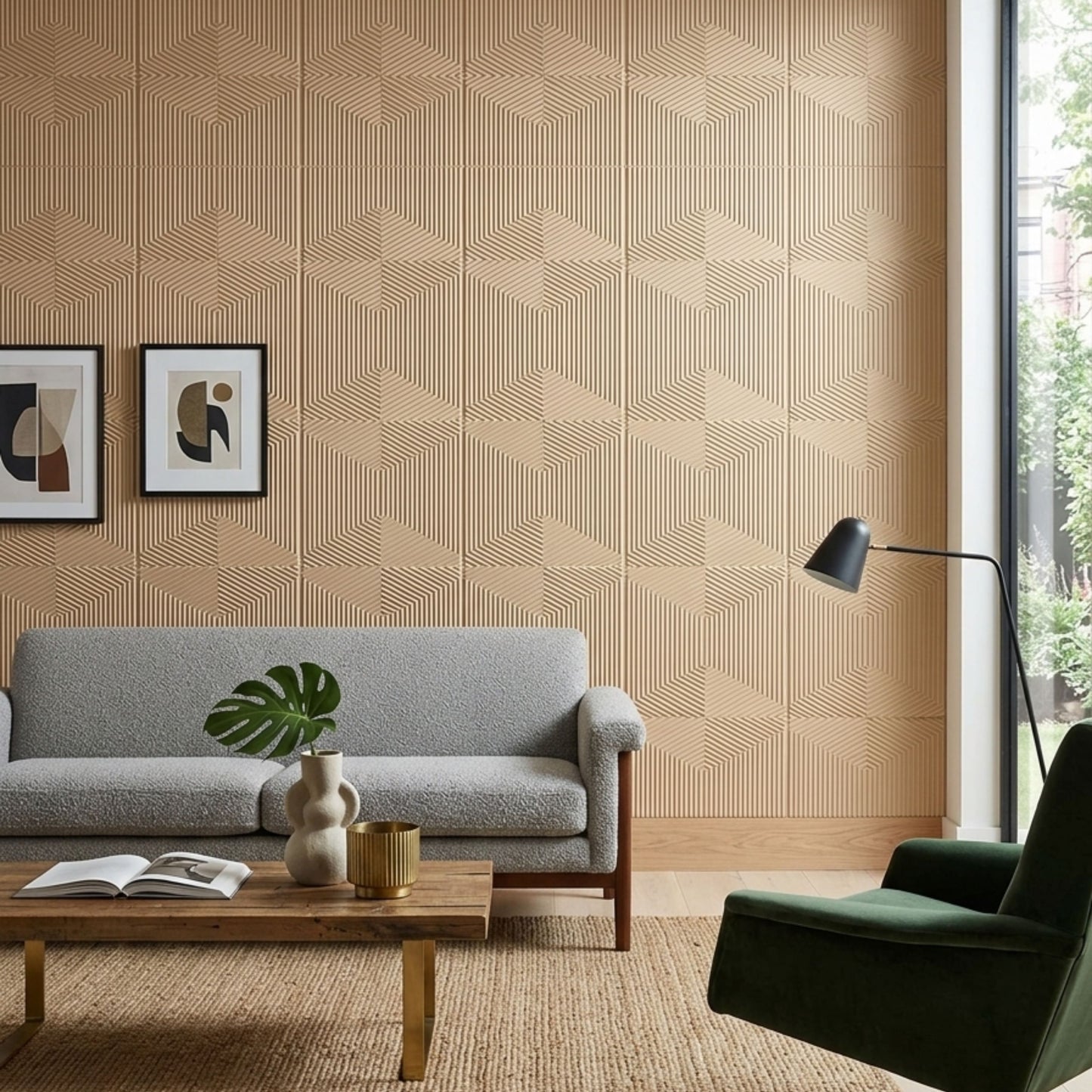 3D Peel and Stick Wall Panels - Soft-Touch Matte Finish, 1.6 ft X 3.4 ft - Moccasin