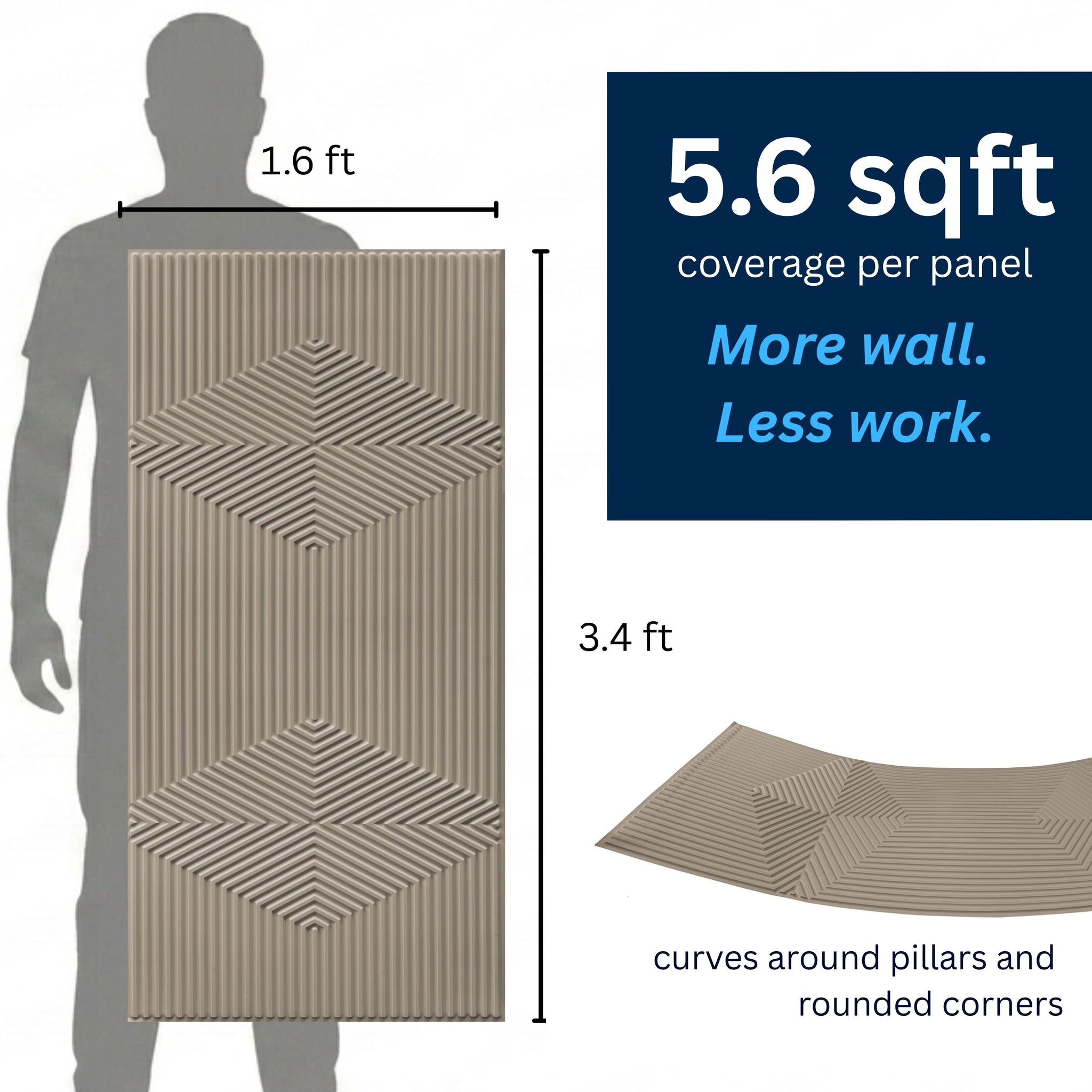3D Peel and Stick Wall Panels - Soft-Touch Matte Finish, 1.6 ft X 3.4 ft - Alpaca Grey
