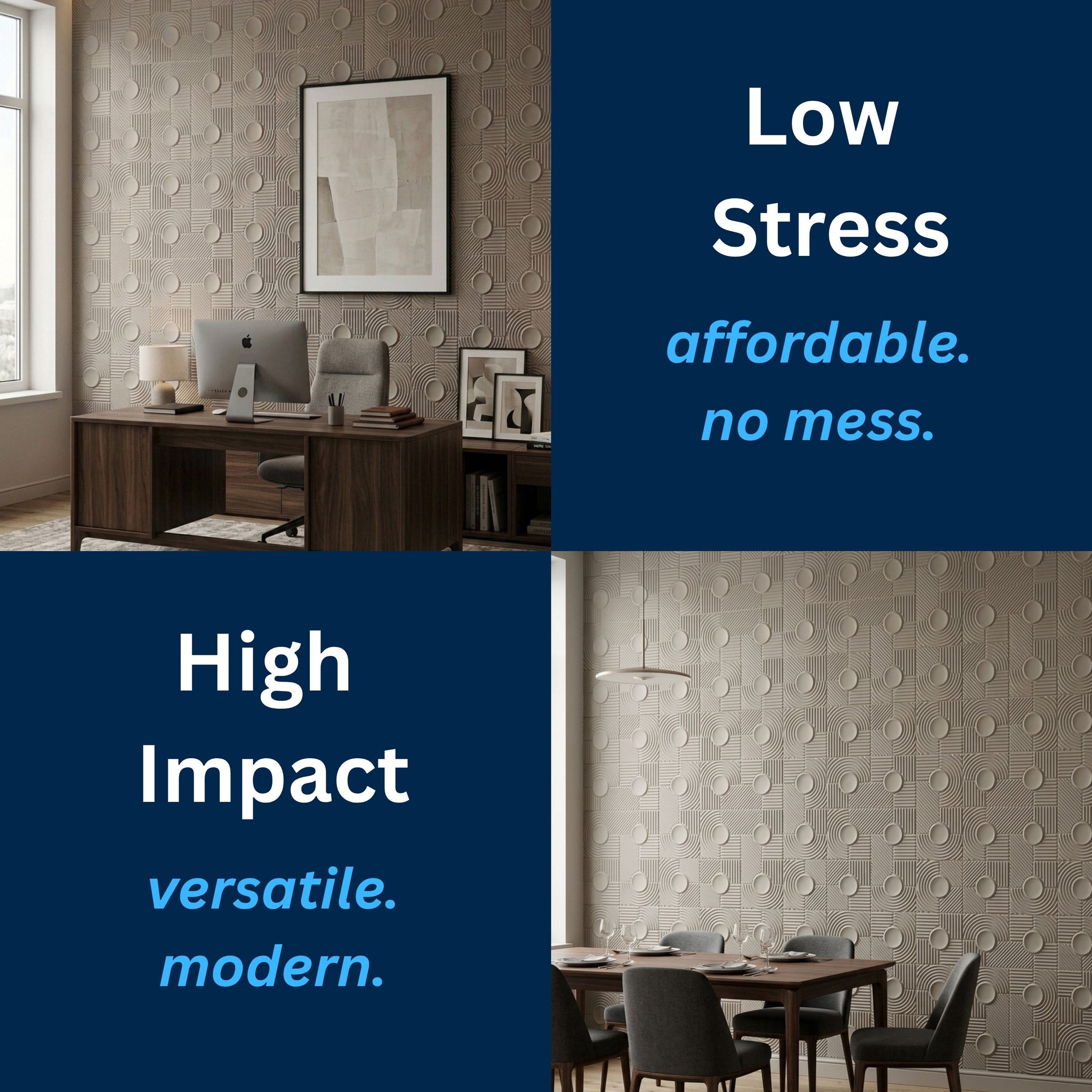 3D Peel and Stick Wall Panels - Soft-Touch Matte Finish, 1.6 ft X 3.4 ft - Alpaca Grey