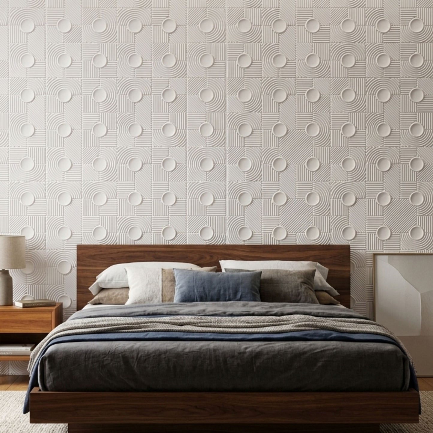 3D Peel and Stick Wall Panels - Soft-Touch Matte Finish, 1.6 ft X 3.4 ft - White