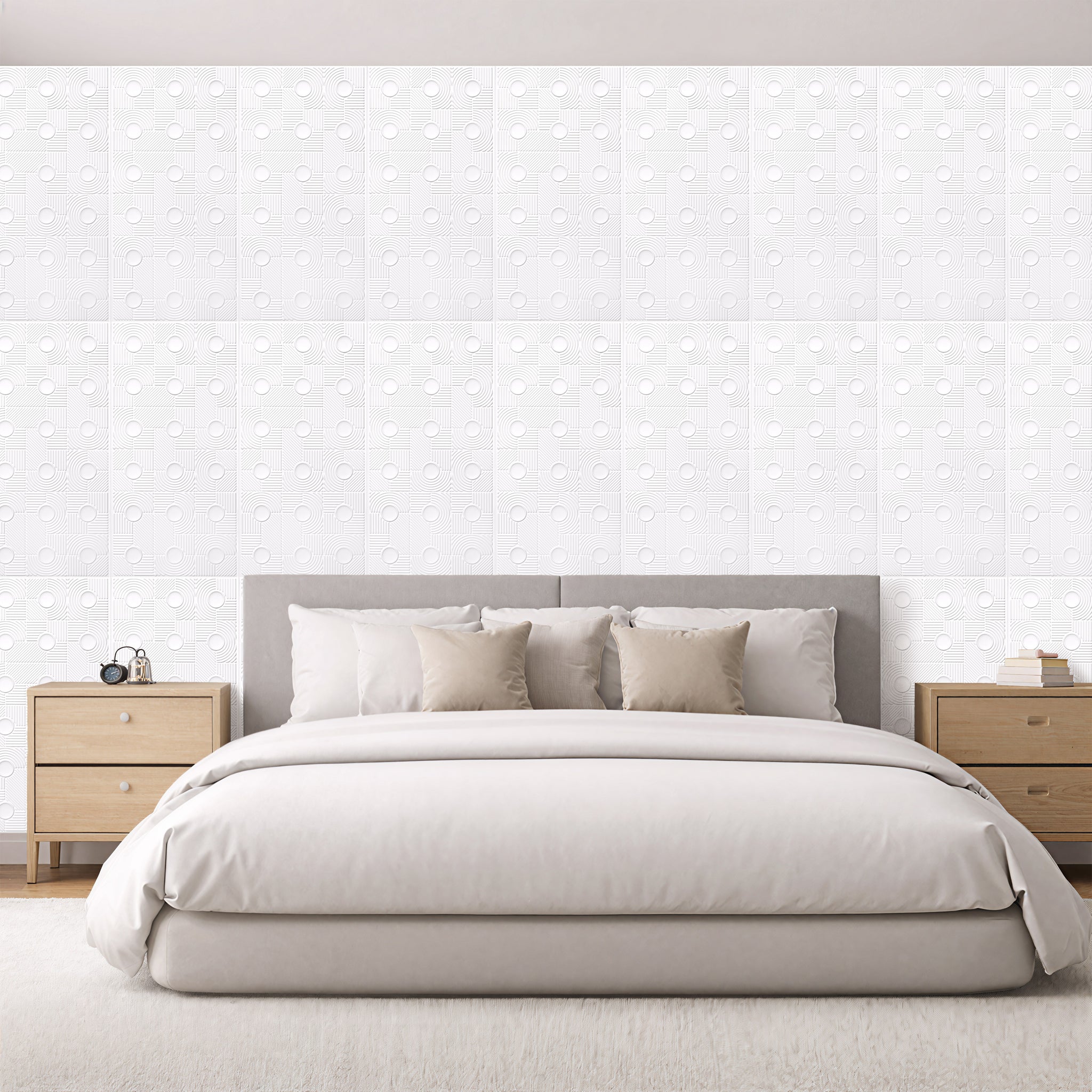 3D Peel and Stick Wall Panels - Soft-Touch Matte Finish, 1.6 ft X 3.4 ft - White