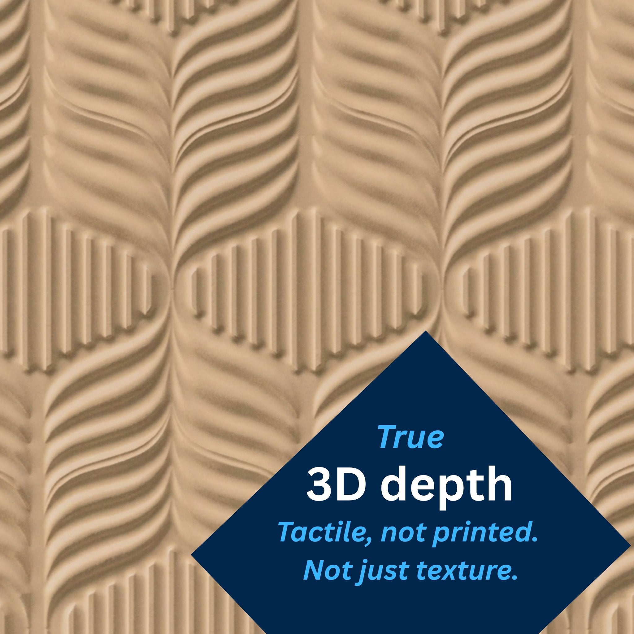 3D Peel and Stick Wall Panels - Soft-Touch Matte Finish, 1.6 ft X 3.4 ft - Moccasin