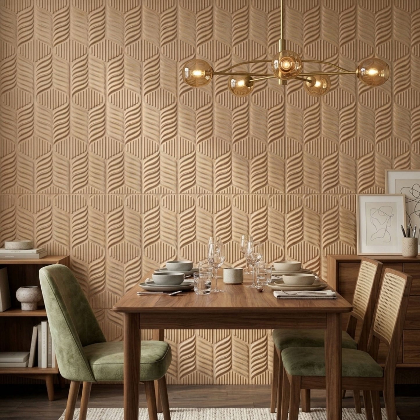 3D Peel and Stick Wall Panels - Soft-Touch Matte Finish, 1.6 ft X 3.4 ft - Moccasin