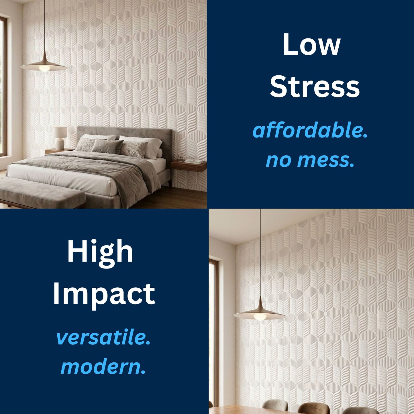 3D Peel and Stick Wall Panels - Soft-Touch Matte Finish, 1.6 ft X 3.4 ft - White