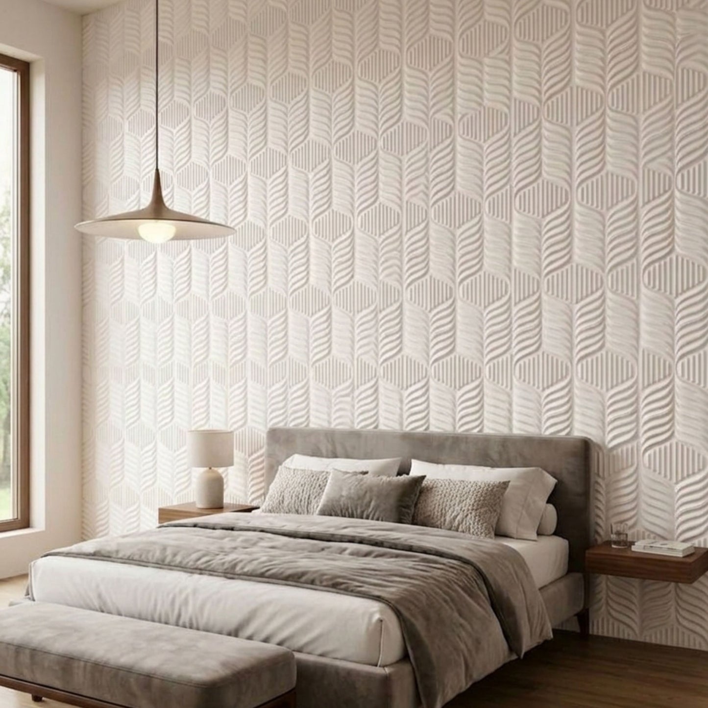 3D Peel and Stick Wall Panels - Soft-Touch Matte Finish, 1.6 ft X 3.4 ft - White