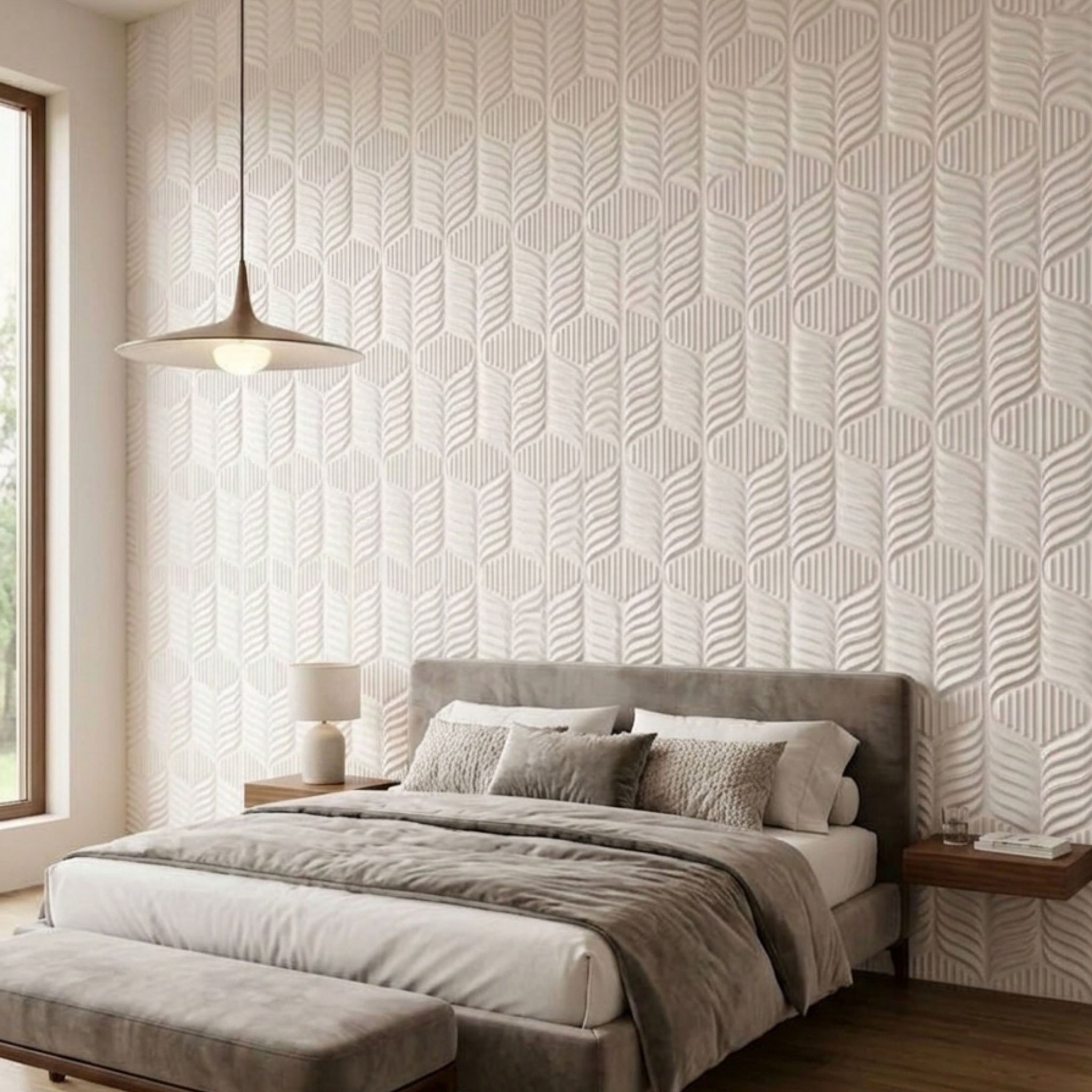 3D Peel and Stick Wall Panels - Soft-Touch Matte Finish, 1.6 ft X 3.4 ft - White