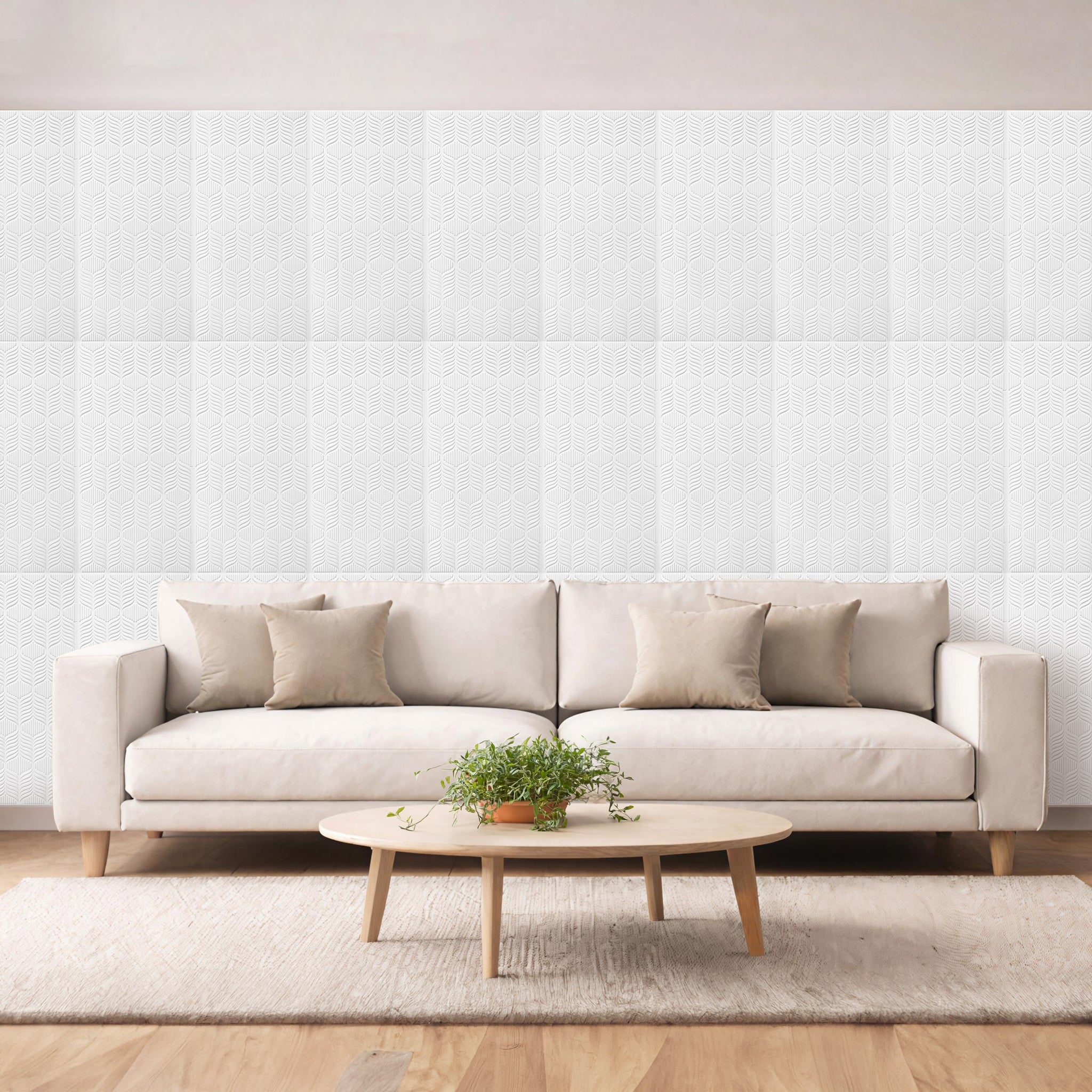 3D Peel and Stick Wall Panels - Soft-Touch Matte Finish, 1.6 ft X 3.4 ft - White